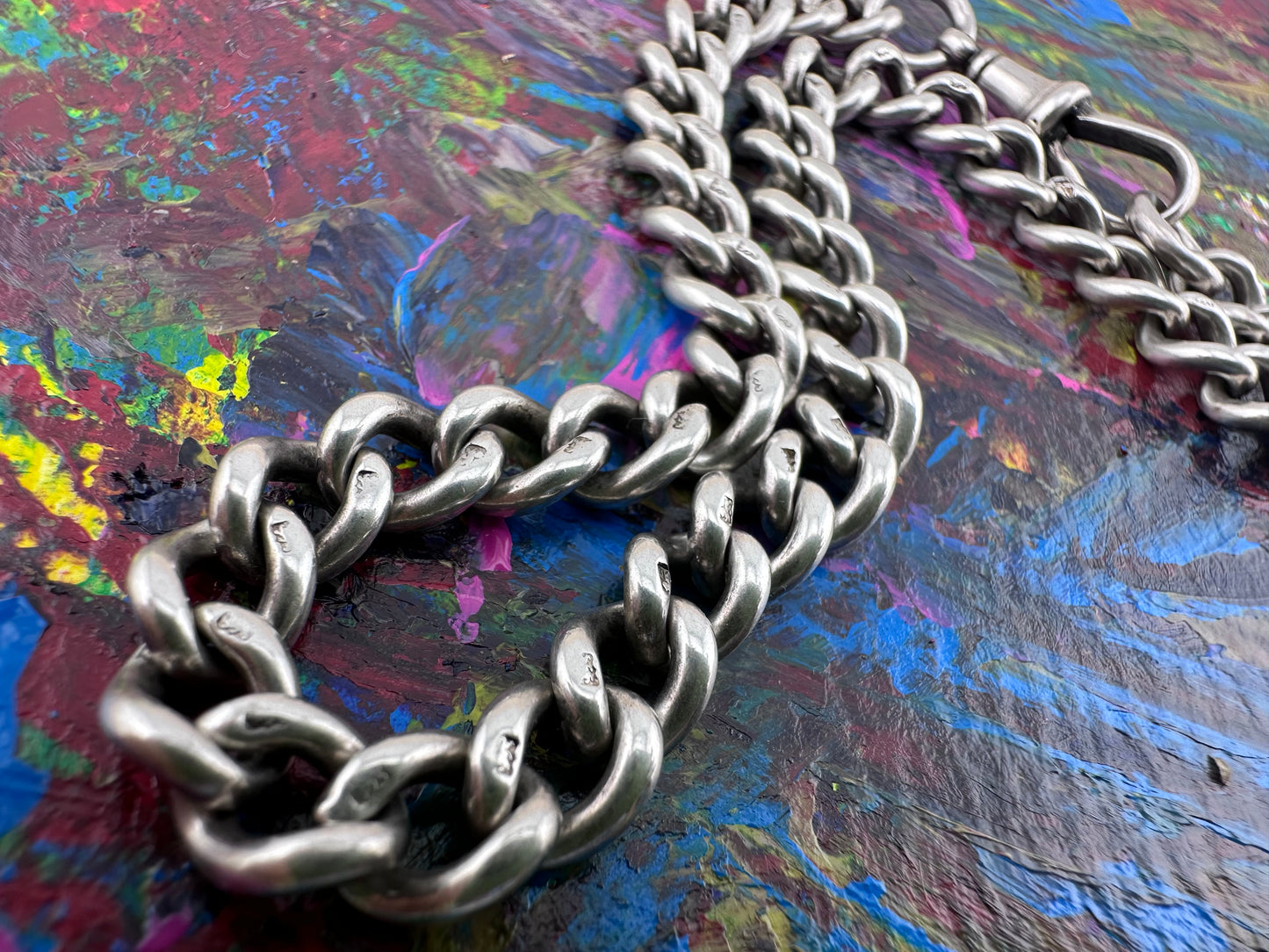 Antique Sterling silver Albert chain with dog clip
