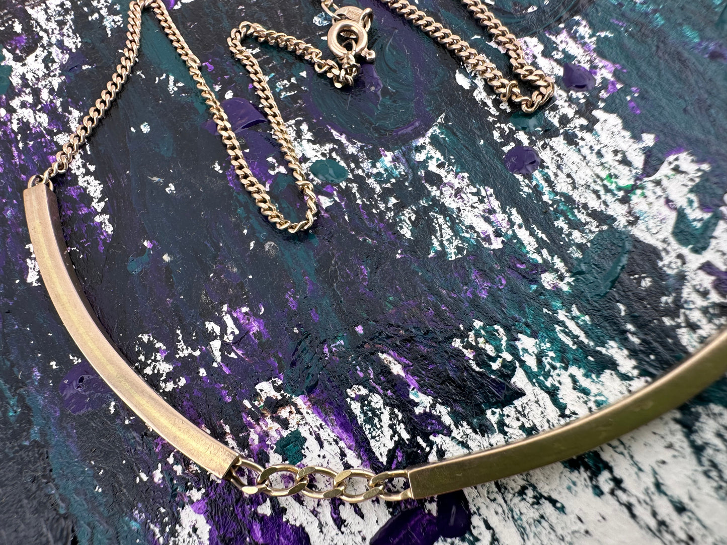 9ct yellow Gold Italian Curb and bar chain