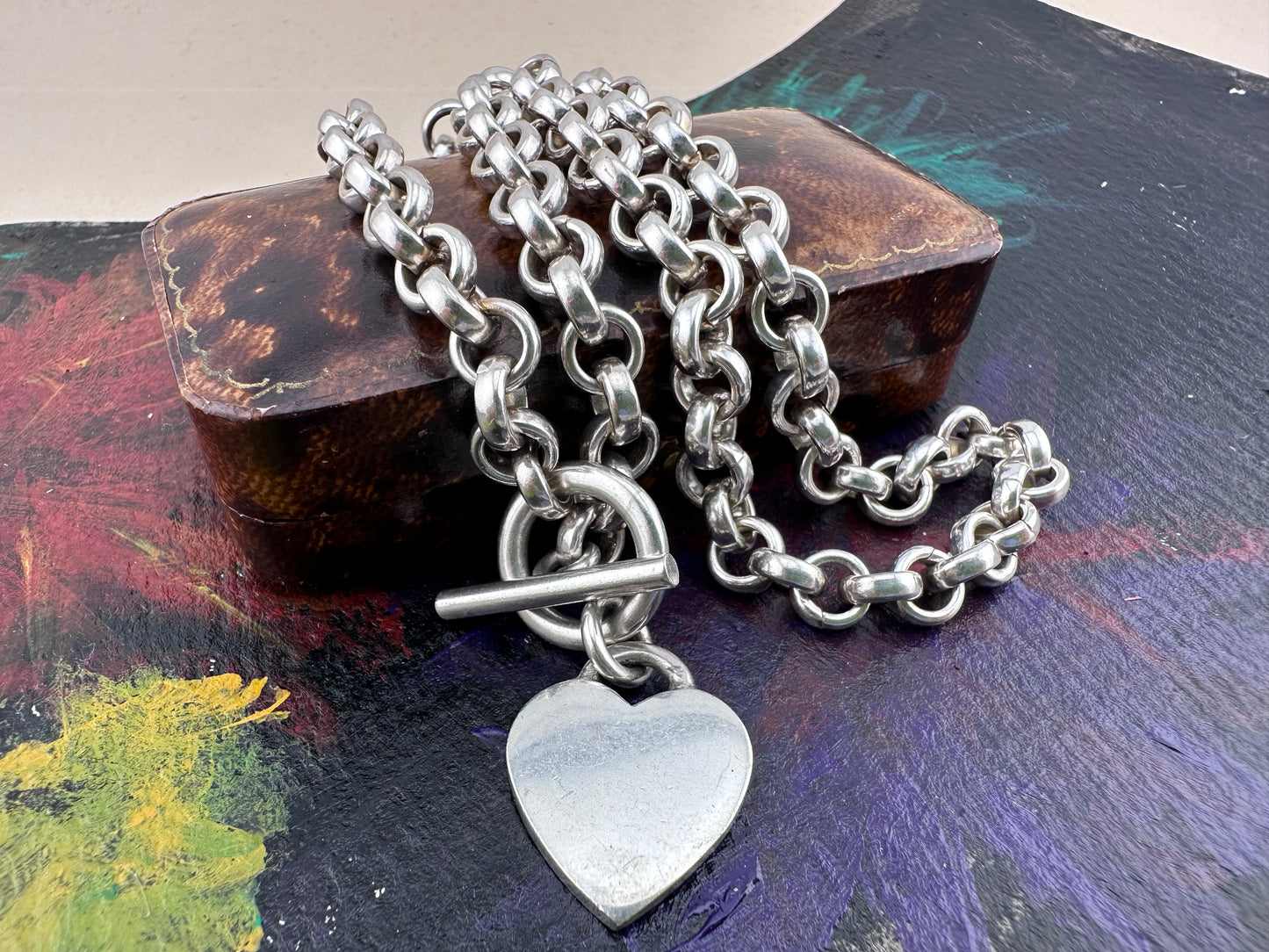Vintage Sterling silver 90s/00s Heart Toggle chain