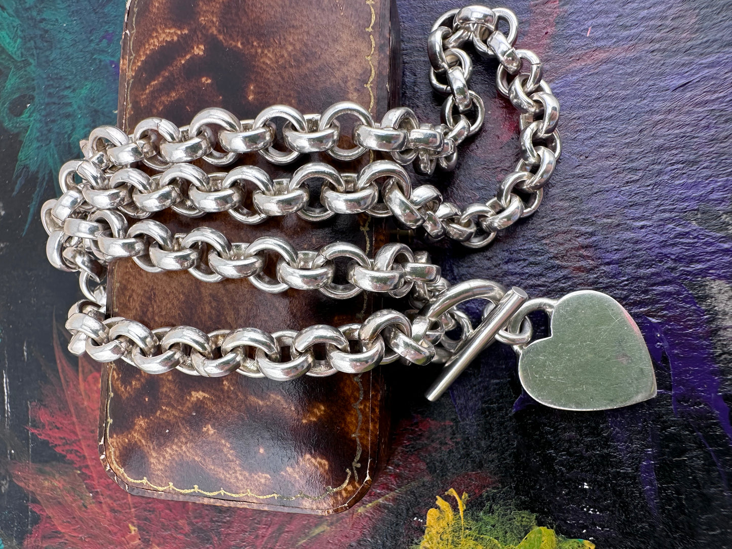 Vintage Sterling silver 90s/00s Heart Toggle chain