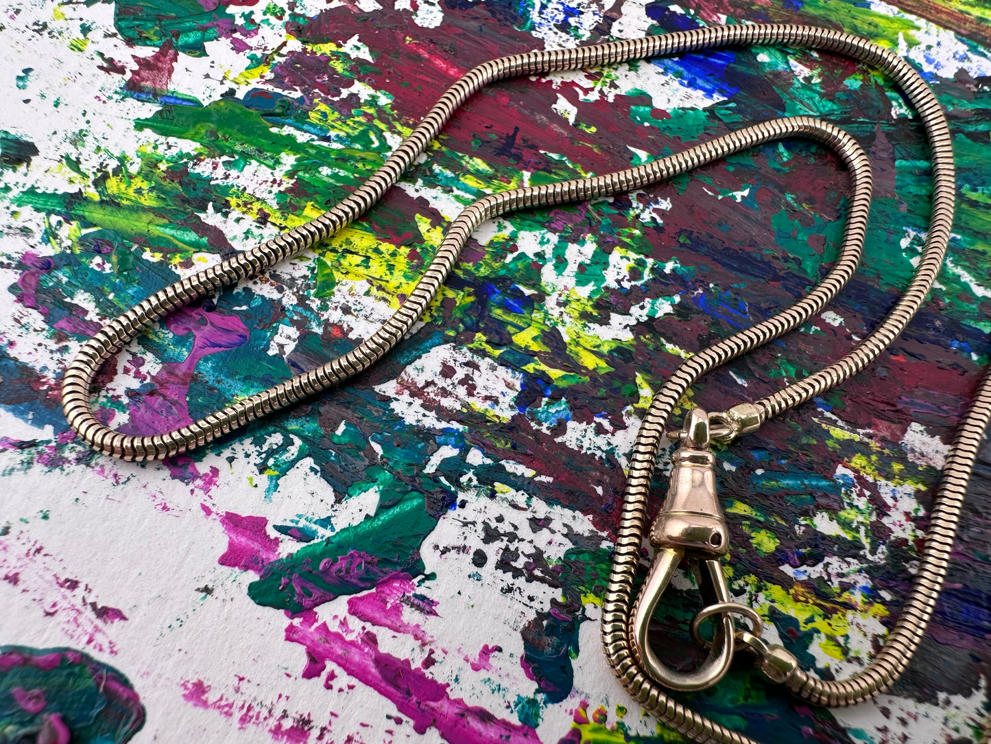Vintage 9ct Gold Snake chain with Antique Dog Clip