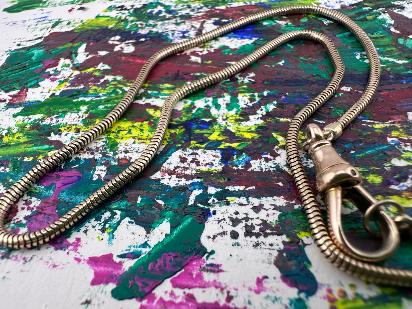 Vintage 9ct Gold Snake chain with Antique Dog Clip