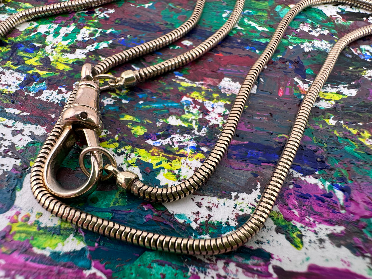 Vintage 9ct Gold Snake chain with Antique Dog Clip