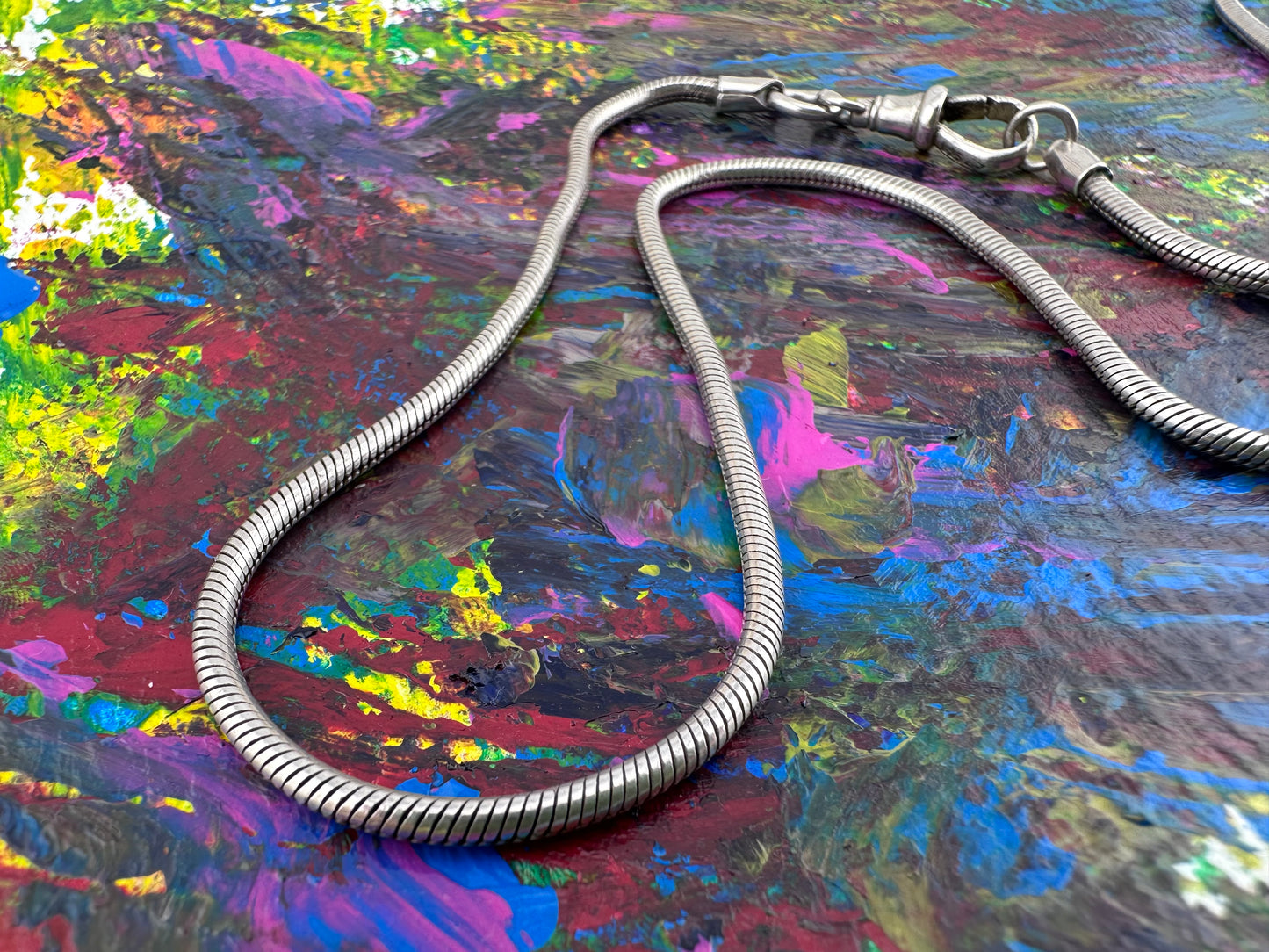 Sterling Silver Snake chain with dog clip