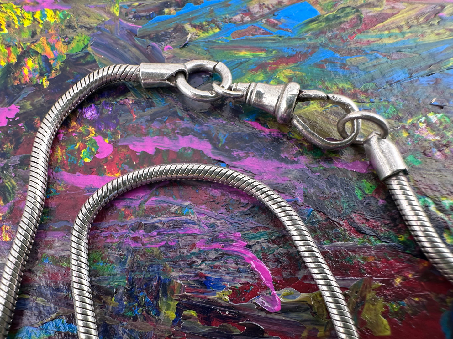 Sterling Silver Snake chain with dog clip
