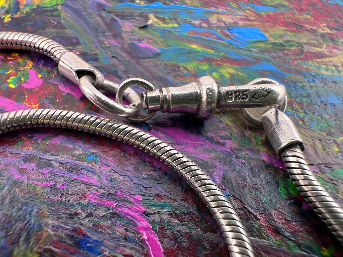 Sterling Silver Snake chain with dog clip