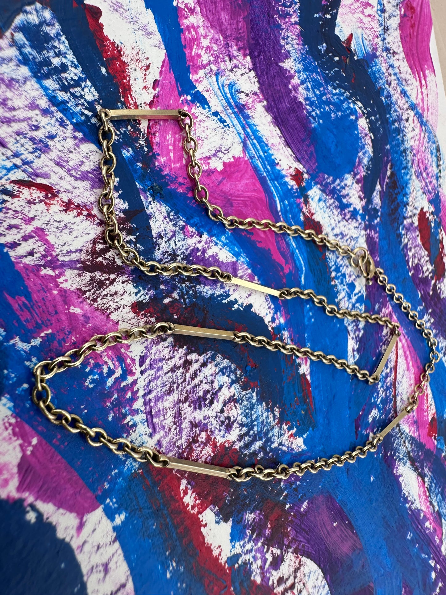 Antique 9ct yellow gold Bar and Cable link chain with bolt clasp.