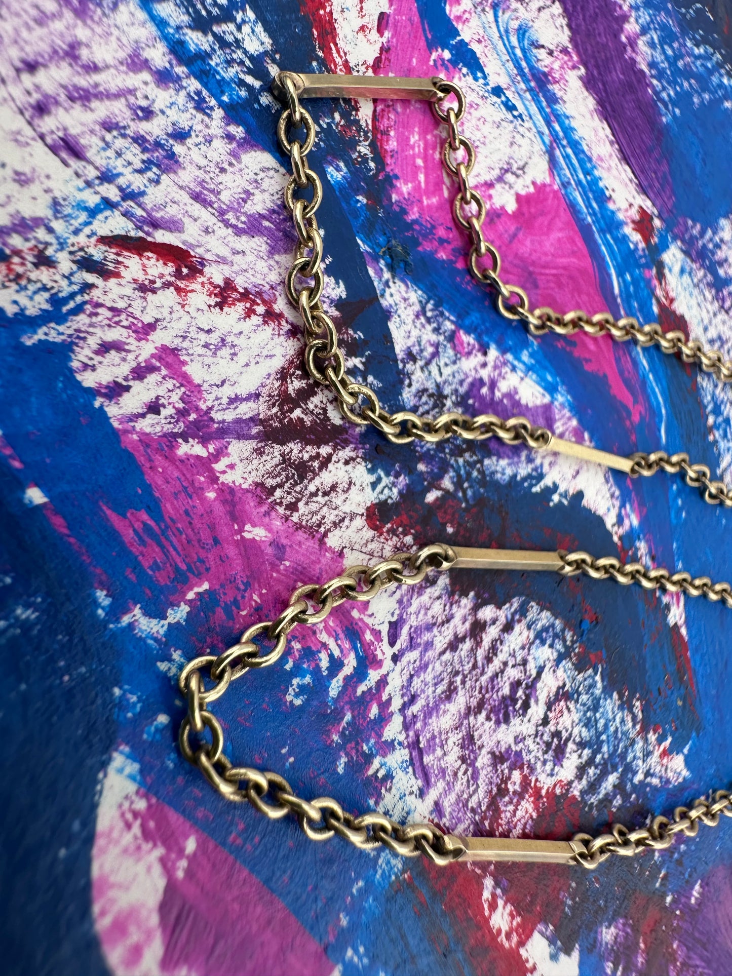 Antique 9ct yellow gold Bar and Cable link chain with bolt clasp.