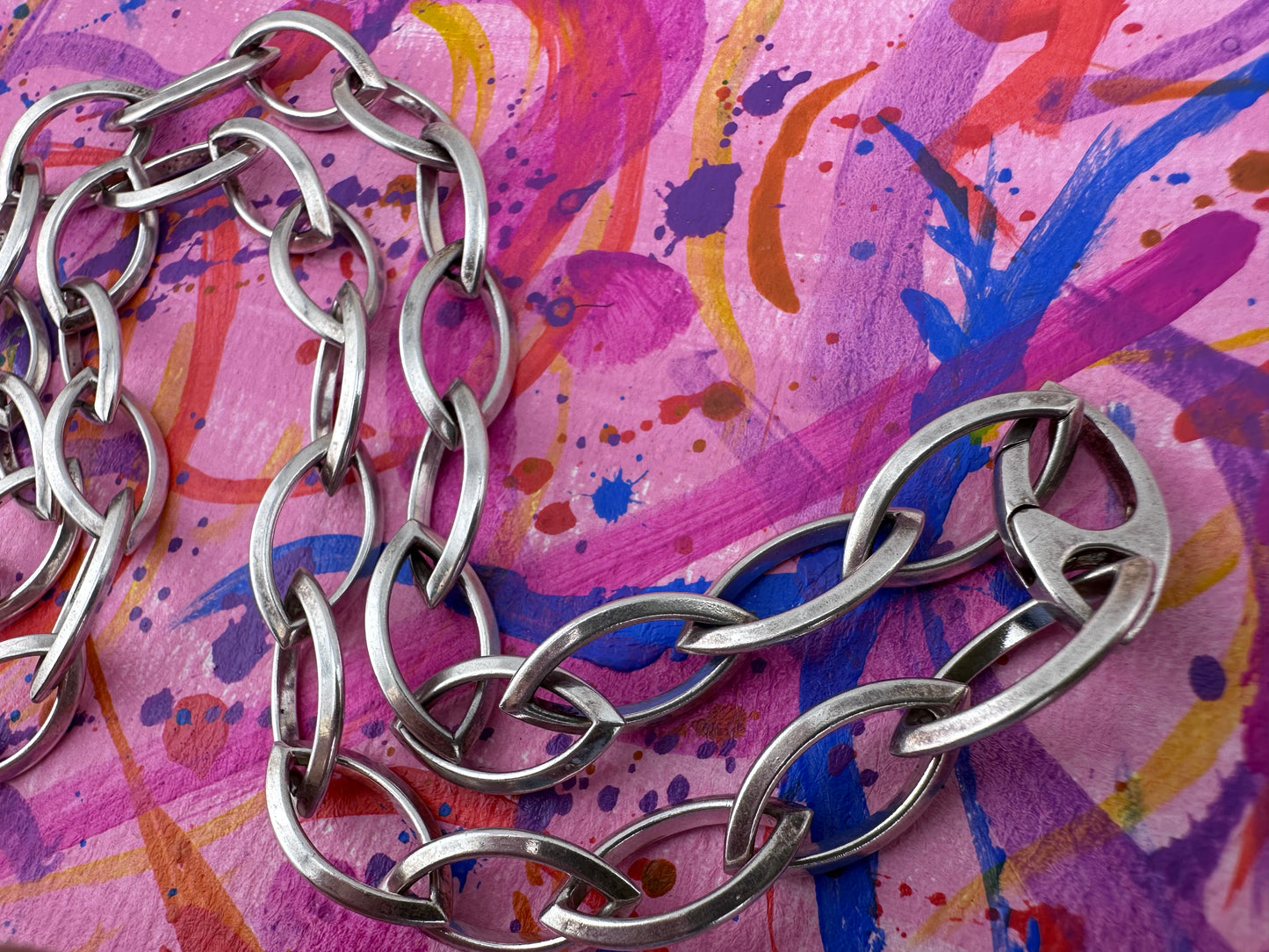 Sterling Silver Eye link chain with concealed clasp