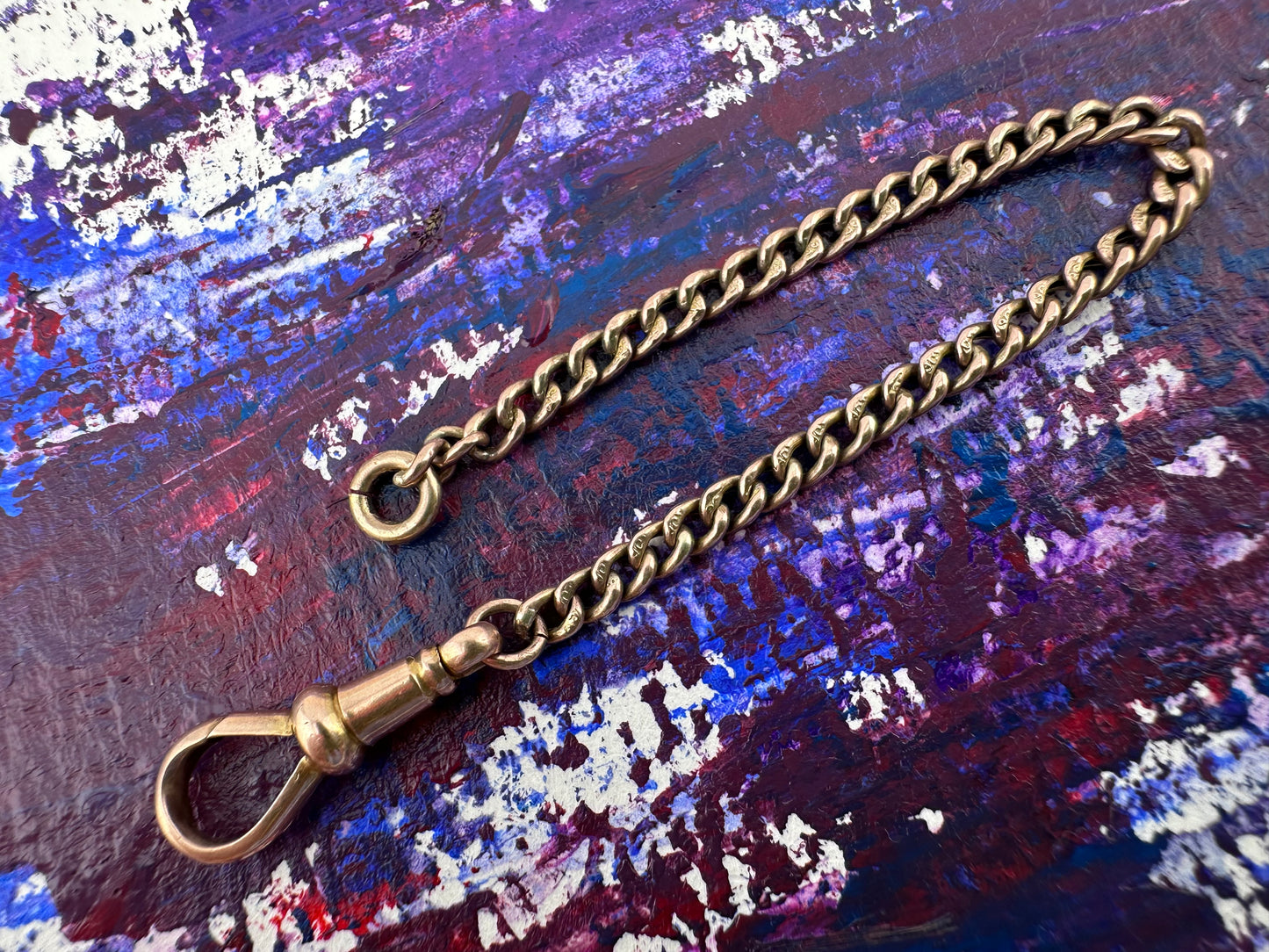 Antique 9ct gold curb extender with antique dog clip.