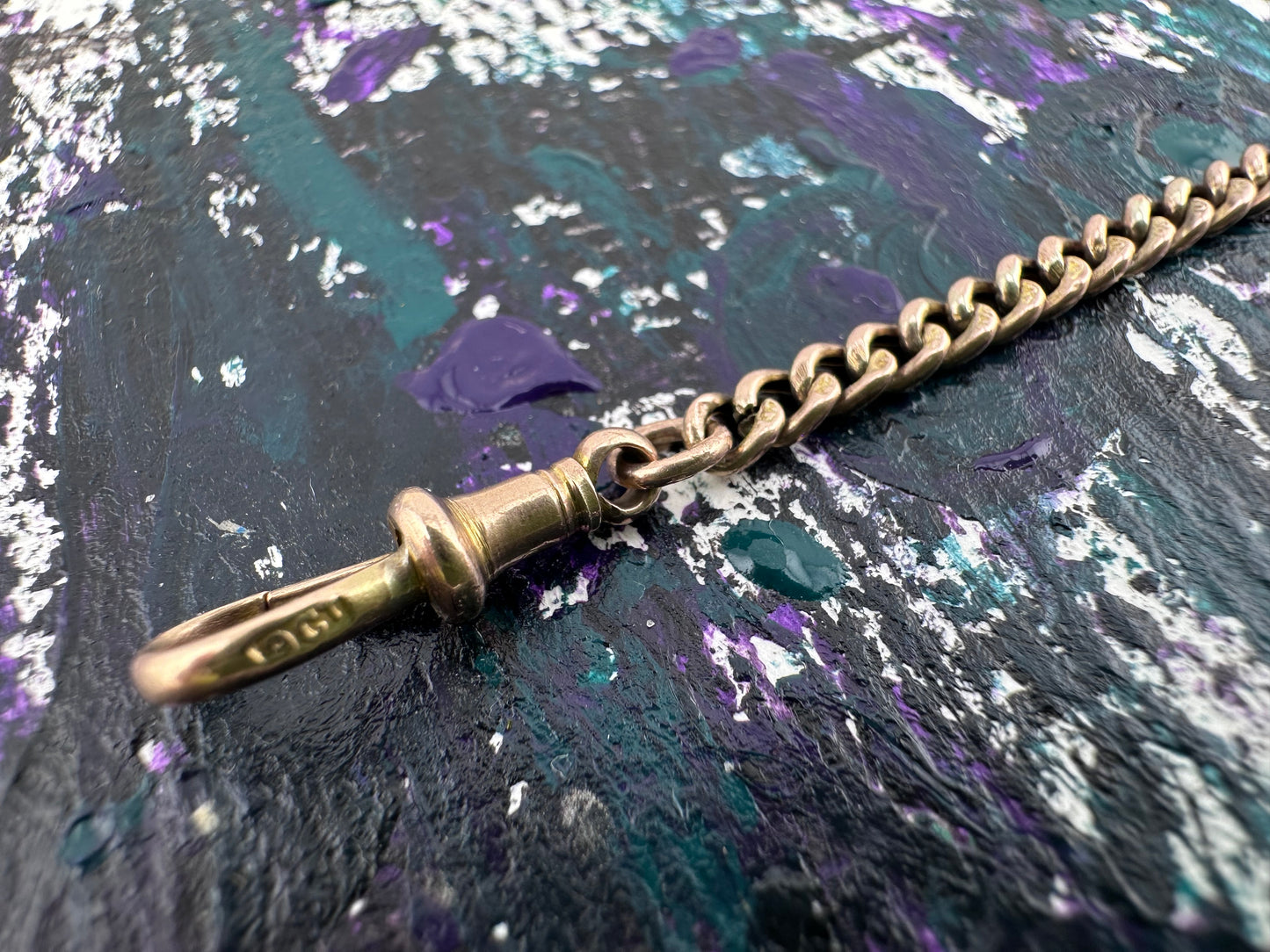 Antique 9ct Rose Gold curb Extender with original dog clip