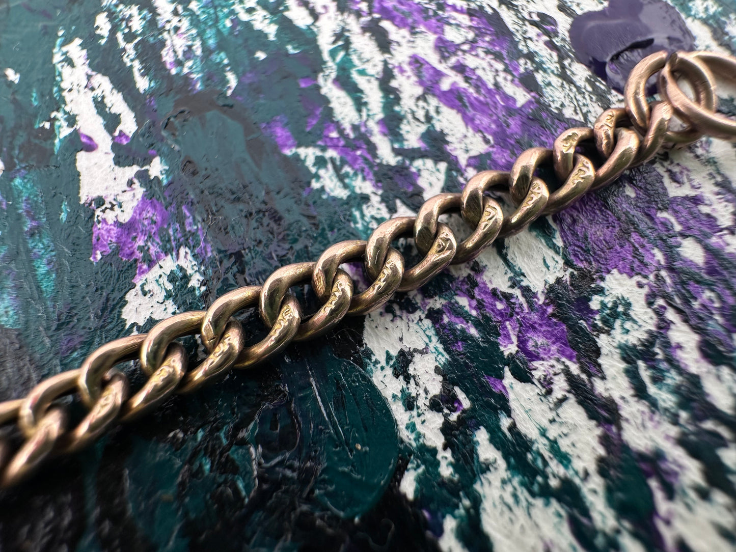 Antique 9ct Rose Gold curb Extender with original dog clip