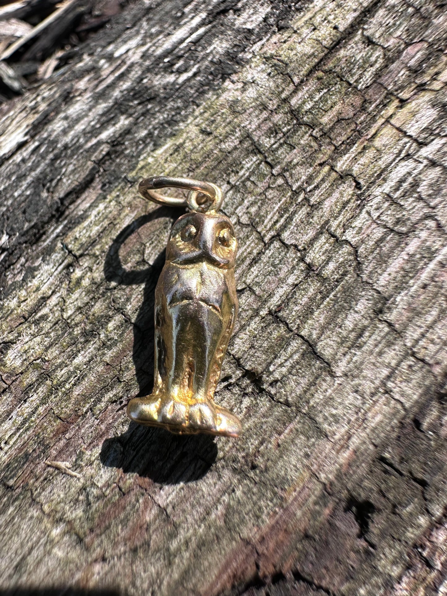 Antique 9ct gold Solid Owl charm