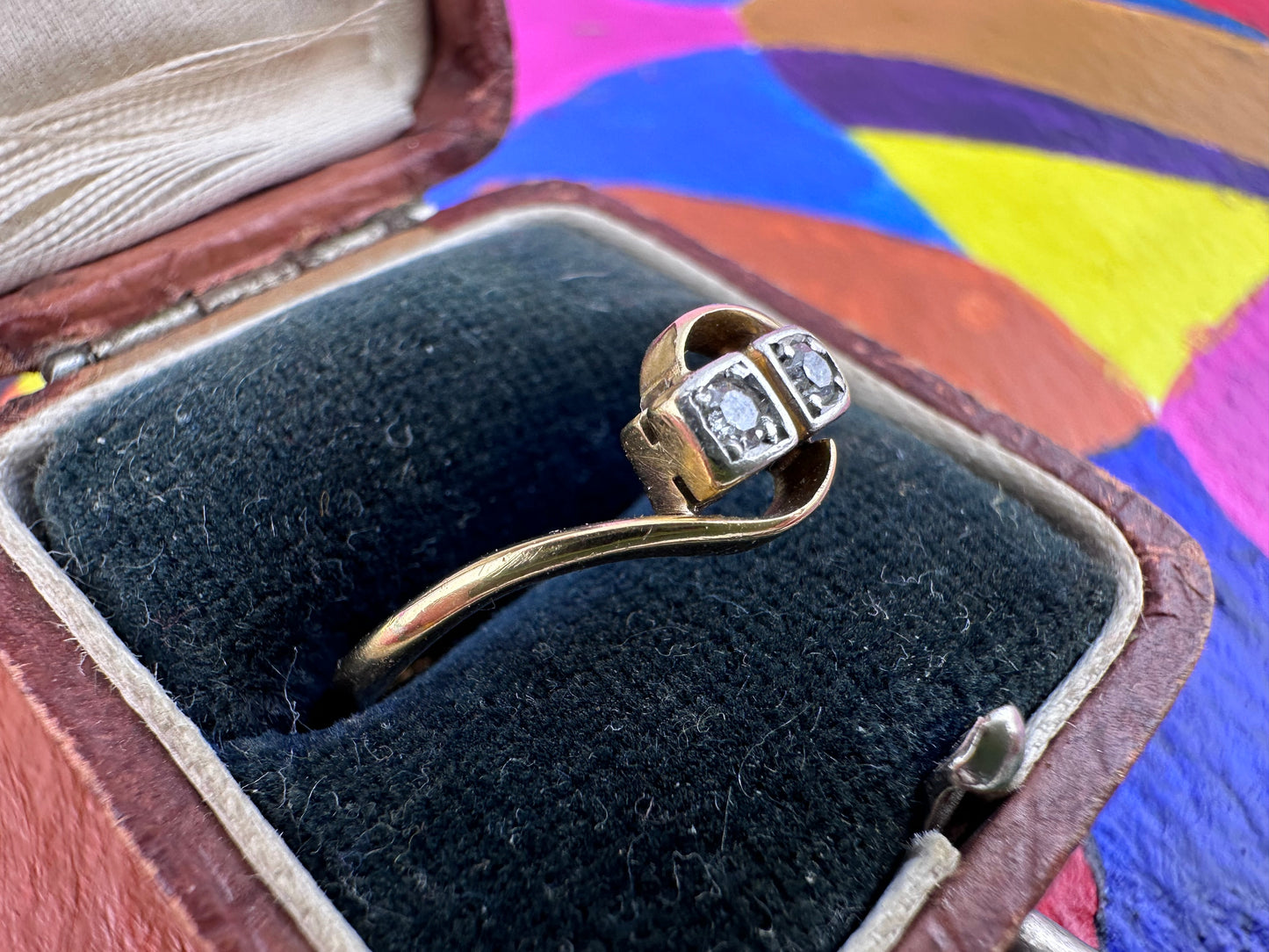 18ct Gold square set Diamond Toi Et Moir ring