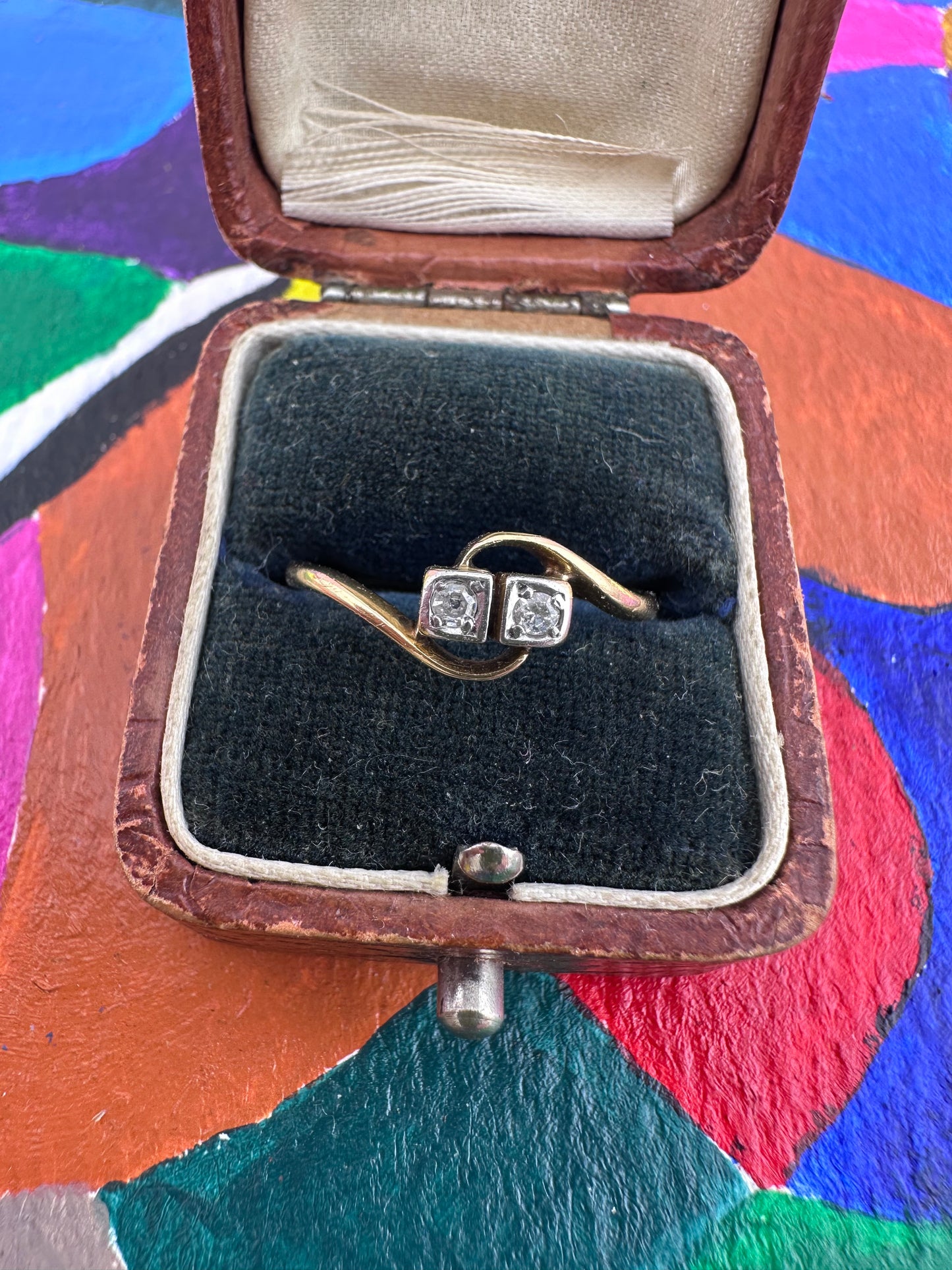 18ct Gold square set Diamond Toi Et Moir ring