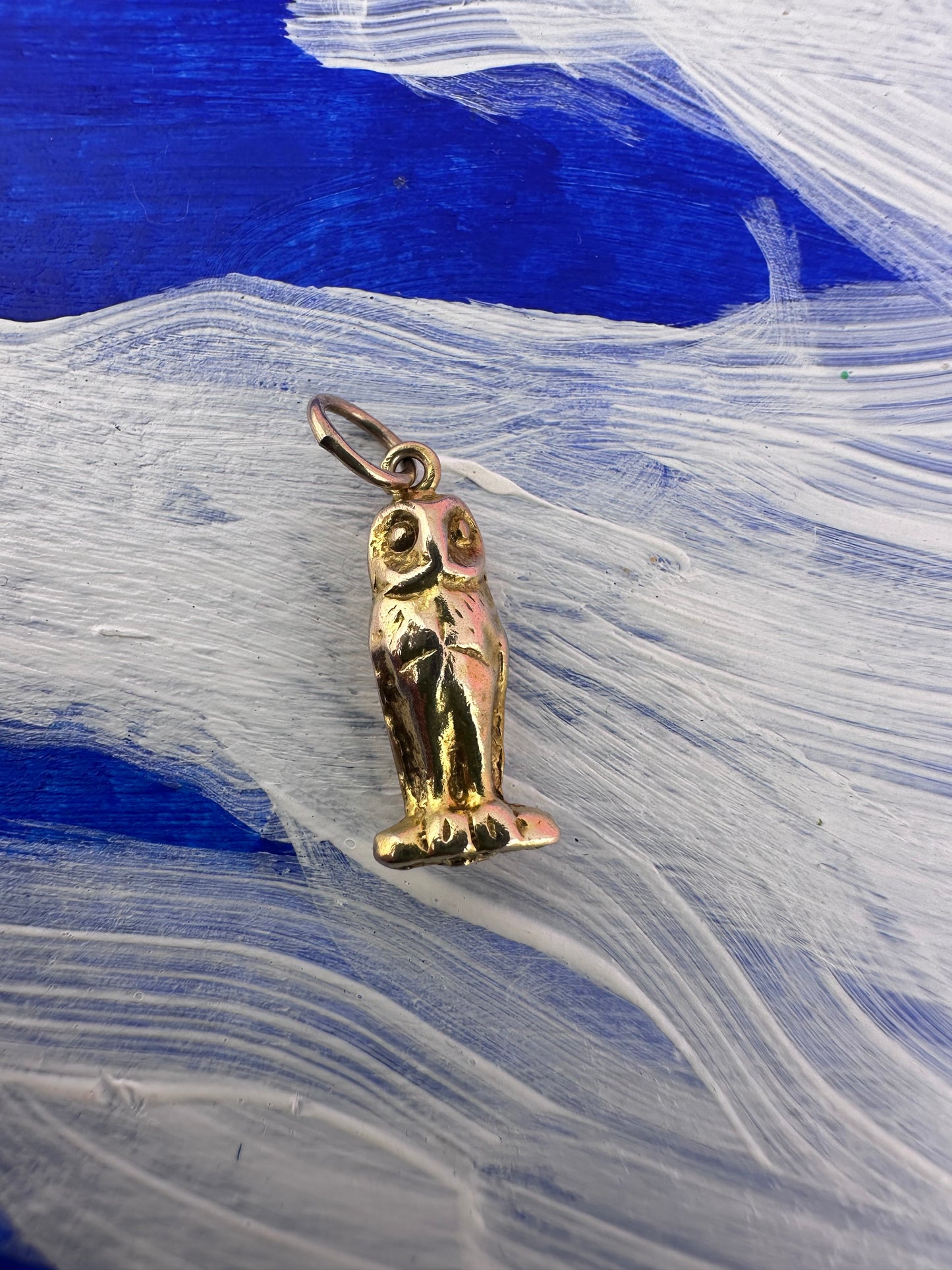 Antique 9ct gold Solid Owl charm