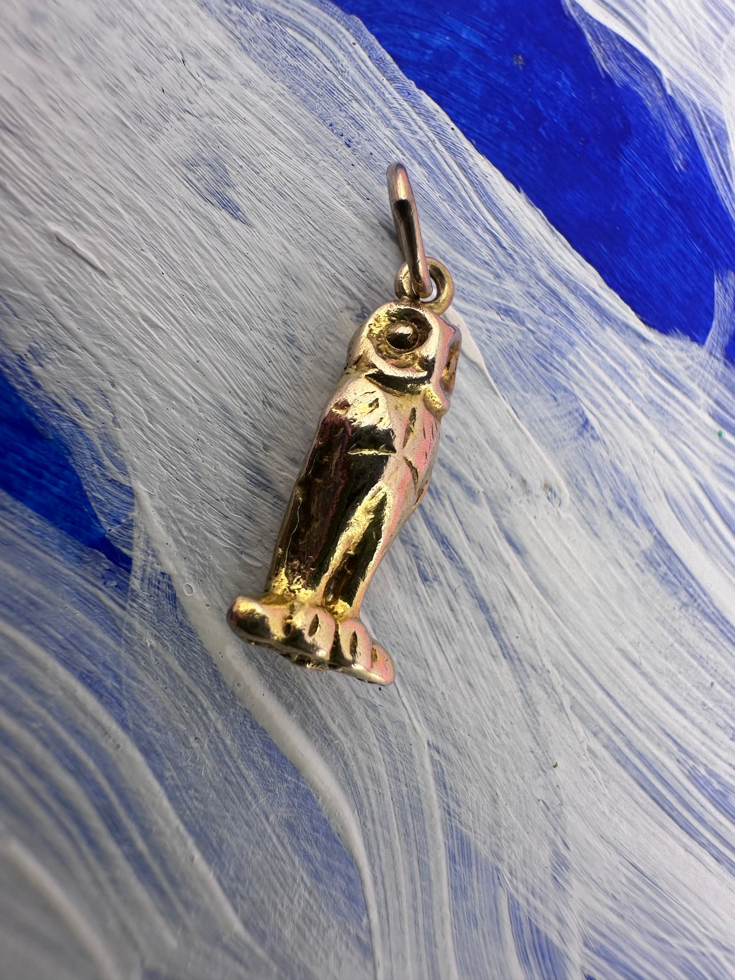 Antique 9ct gold Solid Owl charm