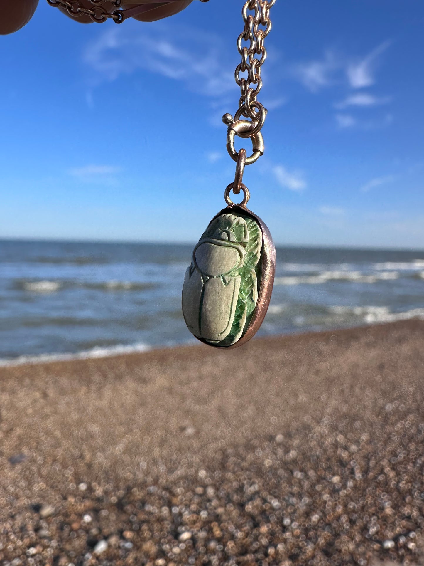 14ct faience scarab beetle pendant