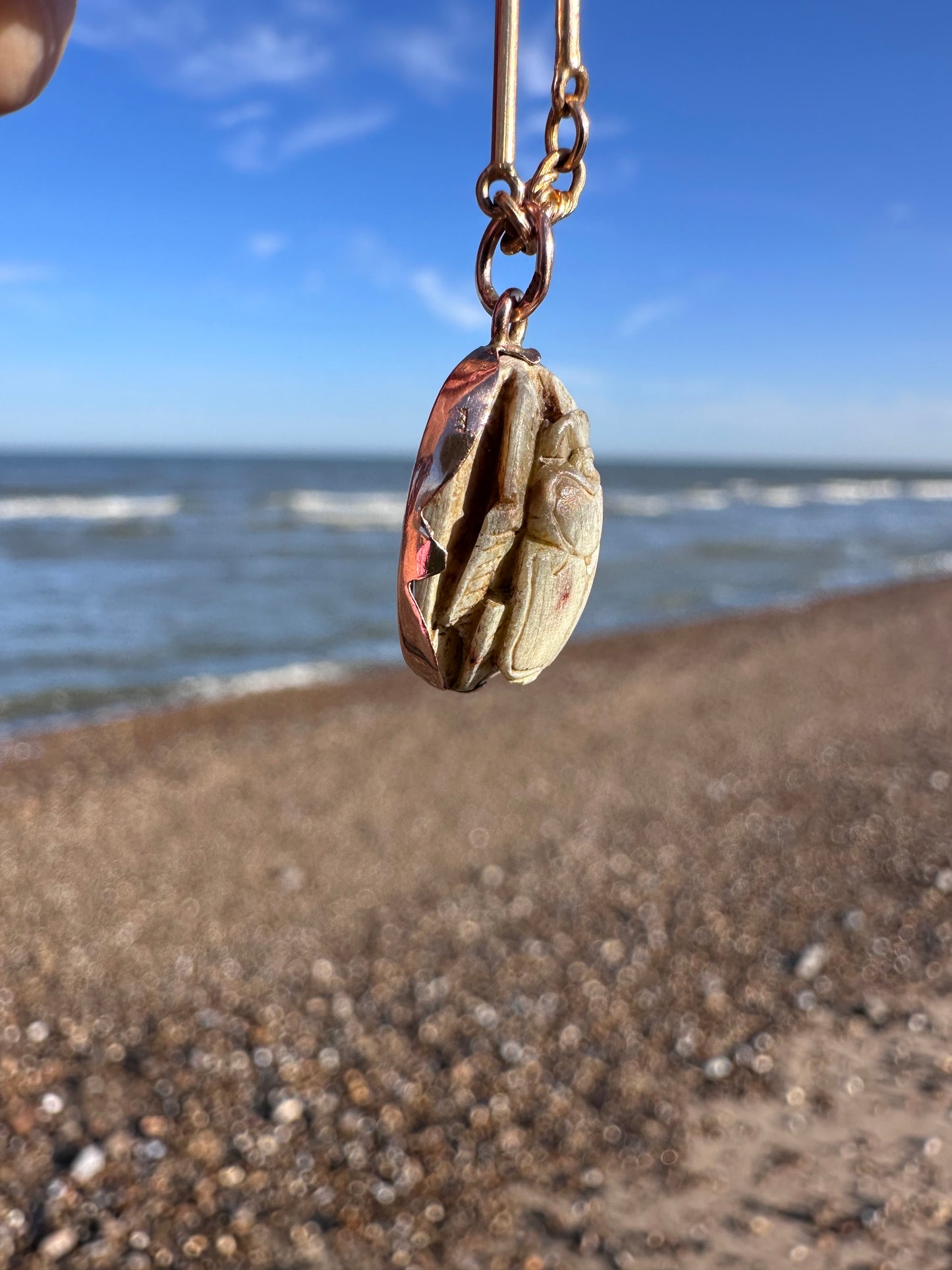 14ct Faience Scarab pendant