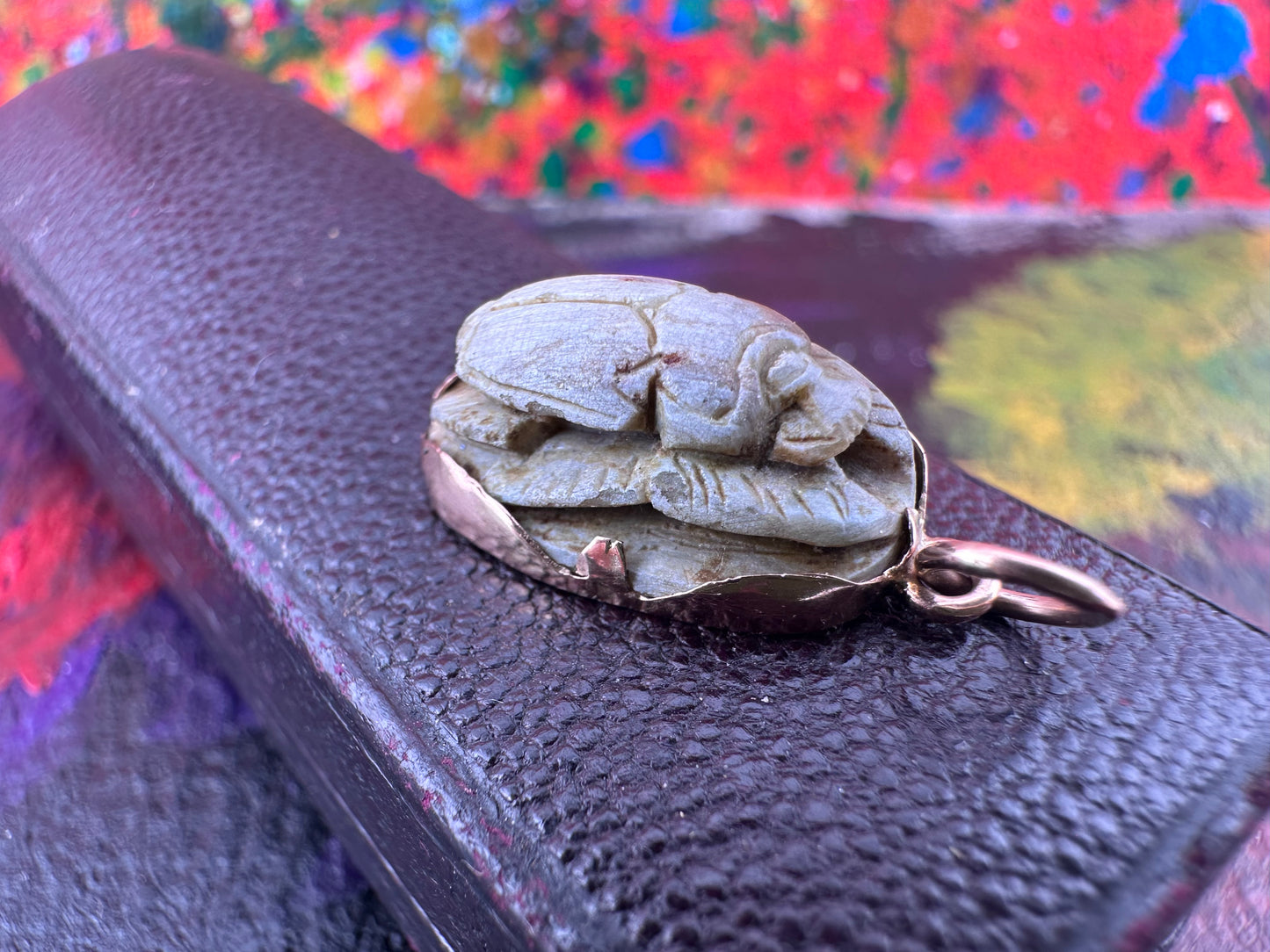 14ct Faience Scarab pendant