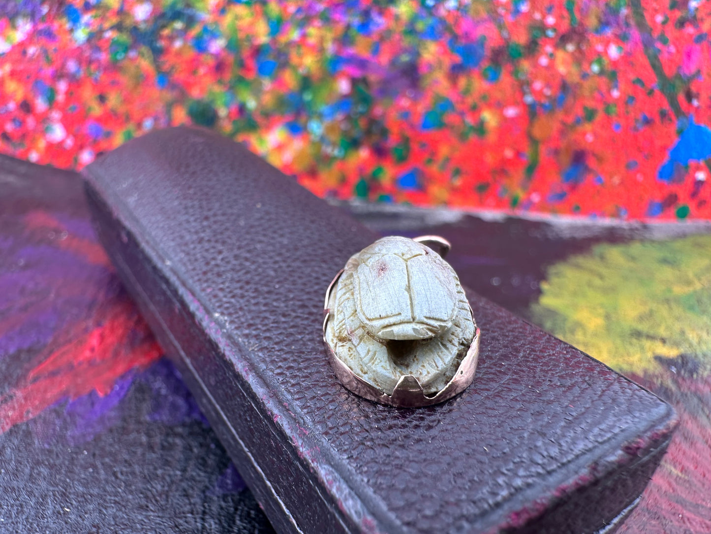 14ct Faience Scarab pendant