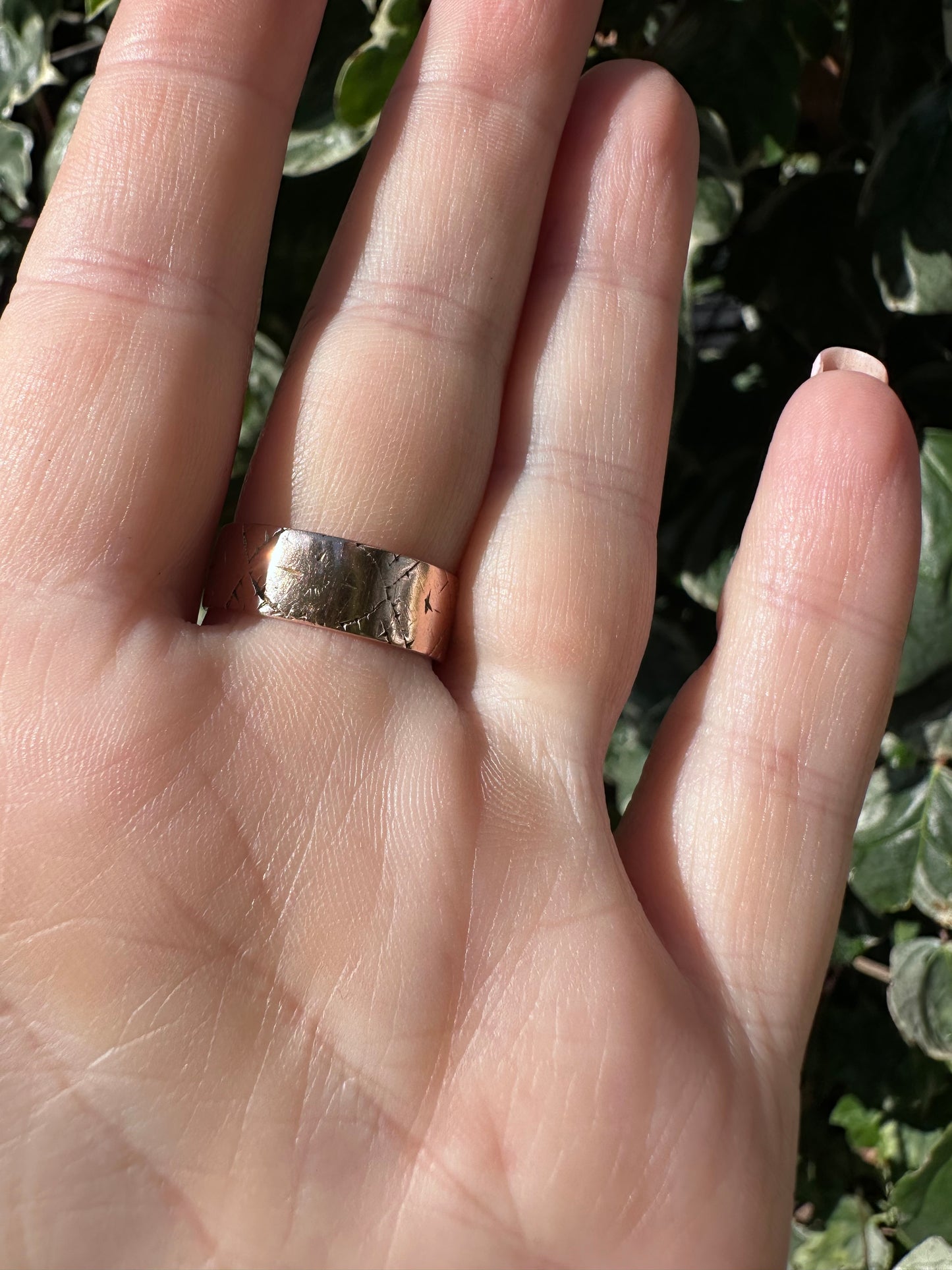 Antique 9ct Rose Gold Patterned stacker band