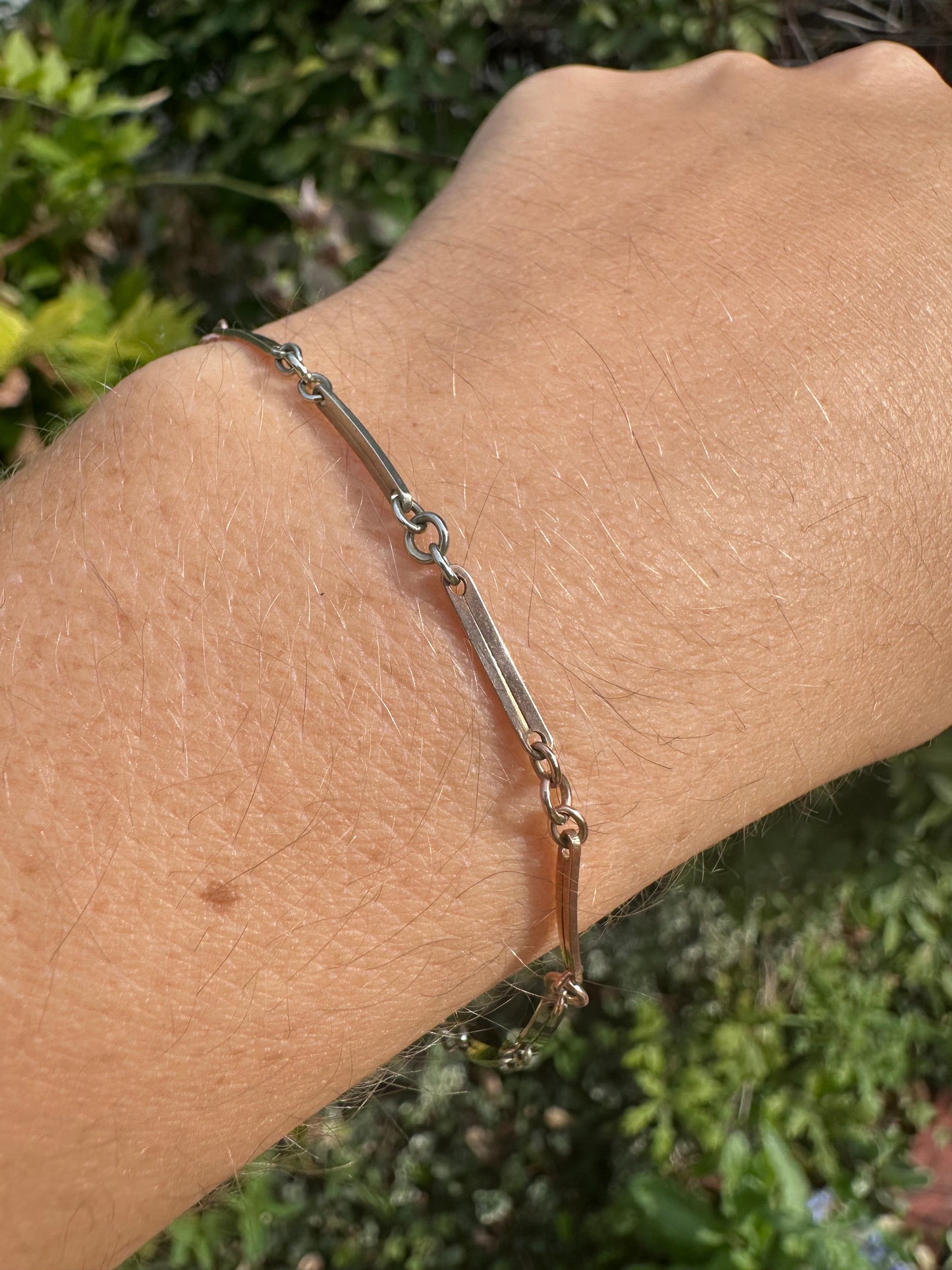 Antique 9ct Rose & White Gold bar bracelet