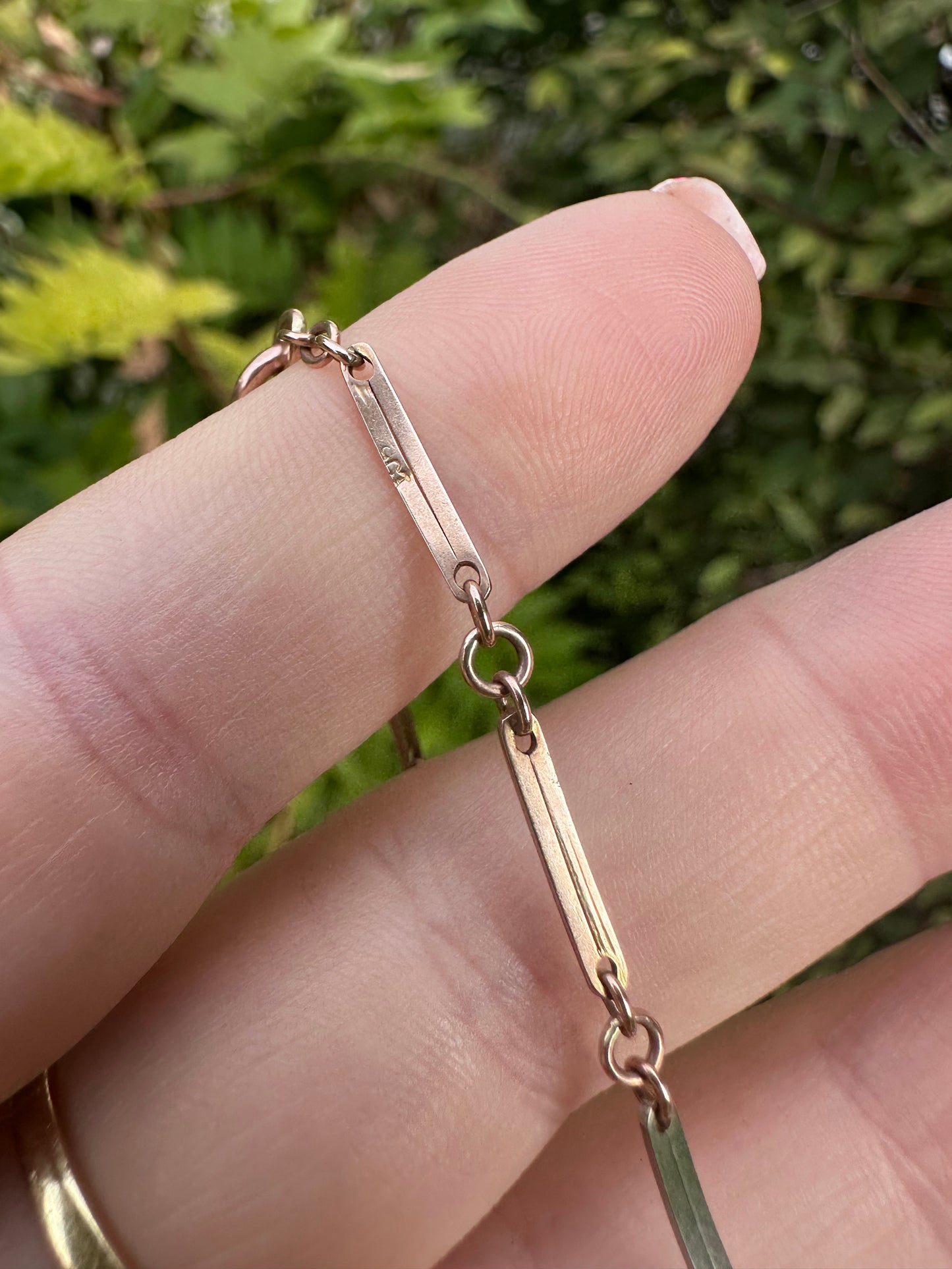 Antique 9ct Rose & White Gold bar bracelet