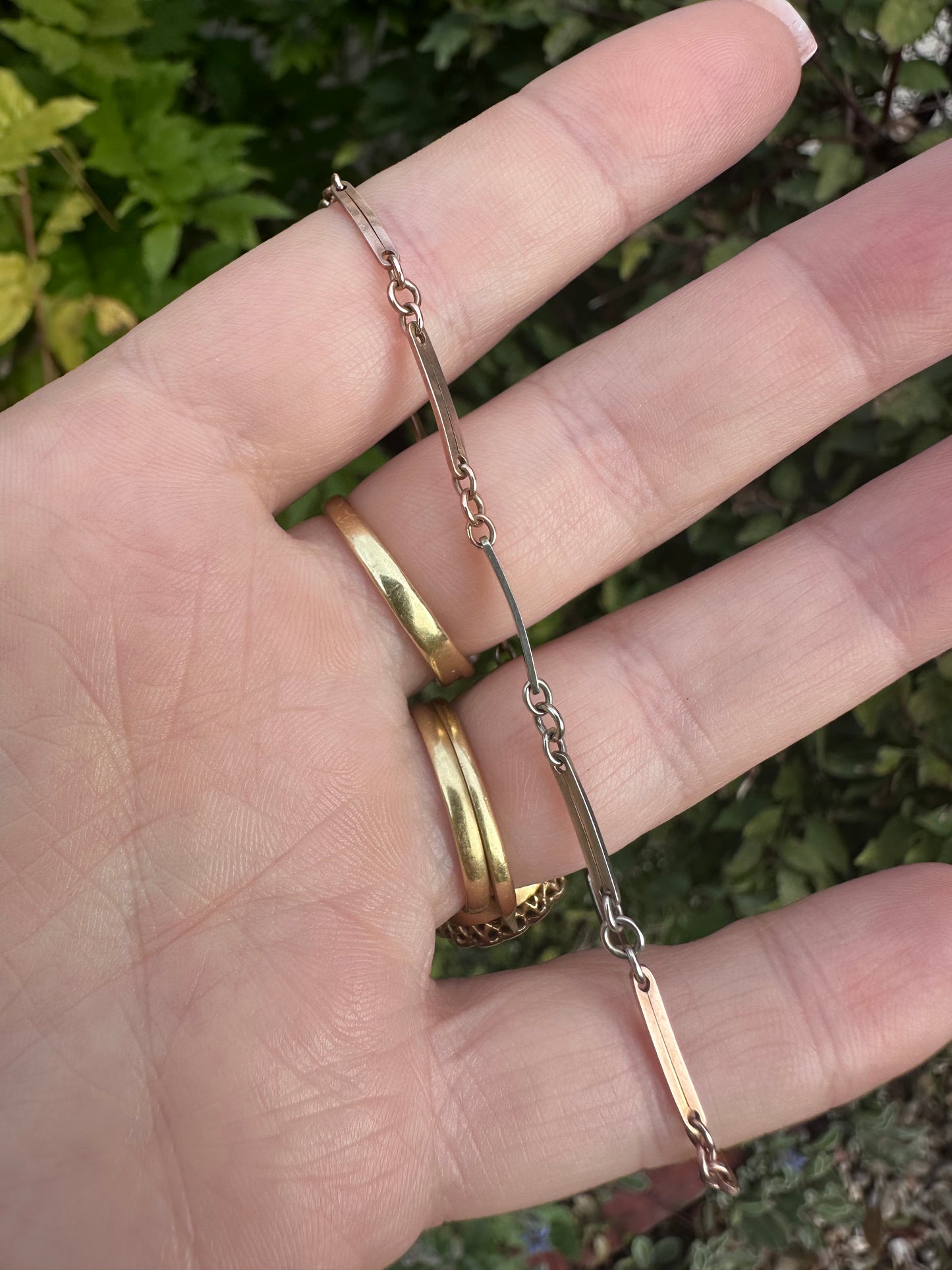 Antique 9ct Rose & White Gold bar bracelet
