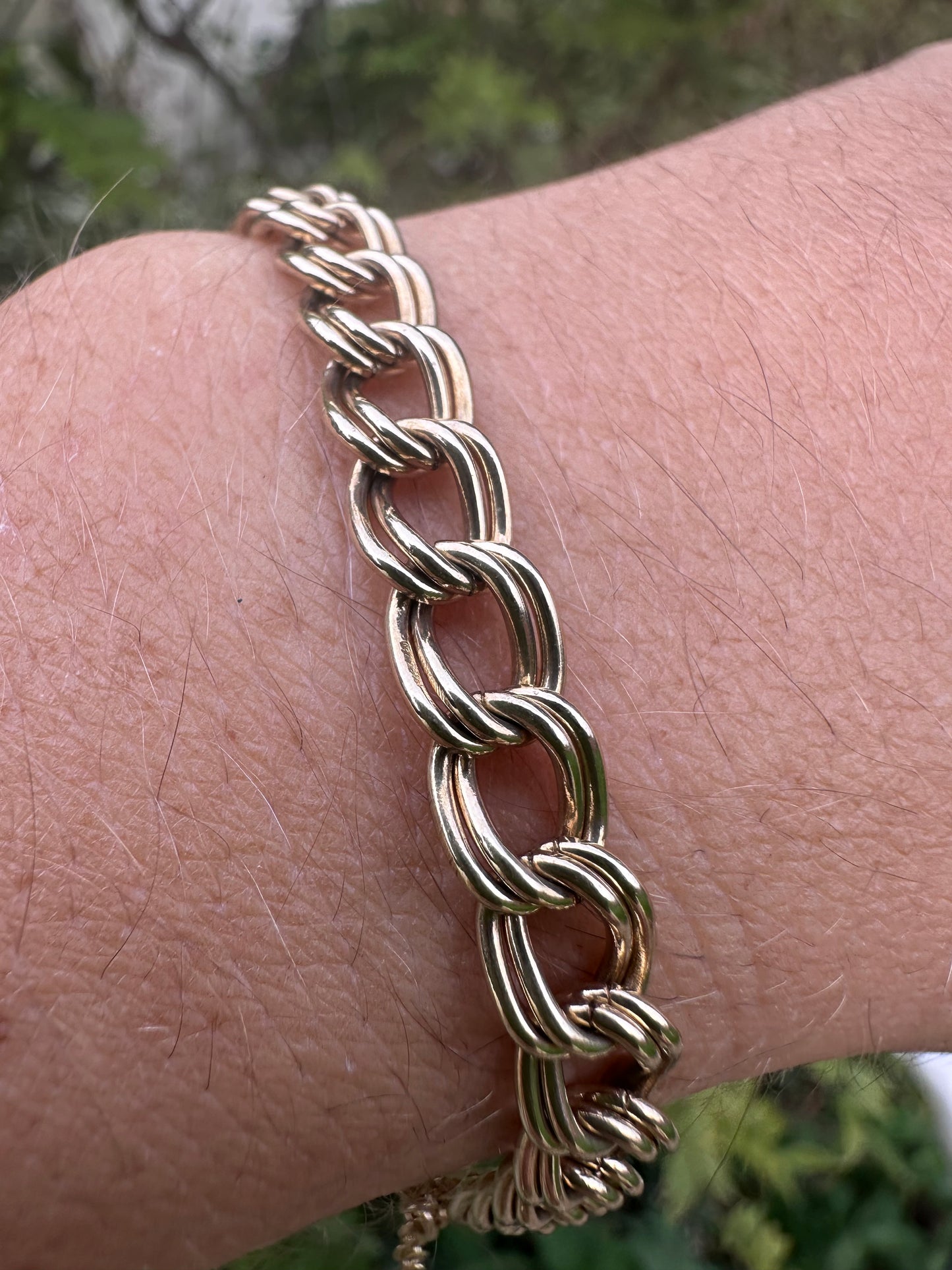 Vintage 9ct Double Curb bracelet with large spring ring
