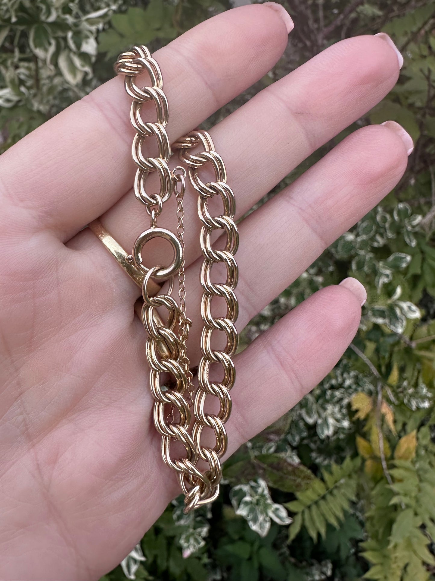 Vintage 9ct Double Curb bracelet with large spring ring