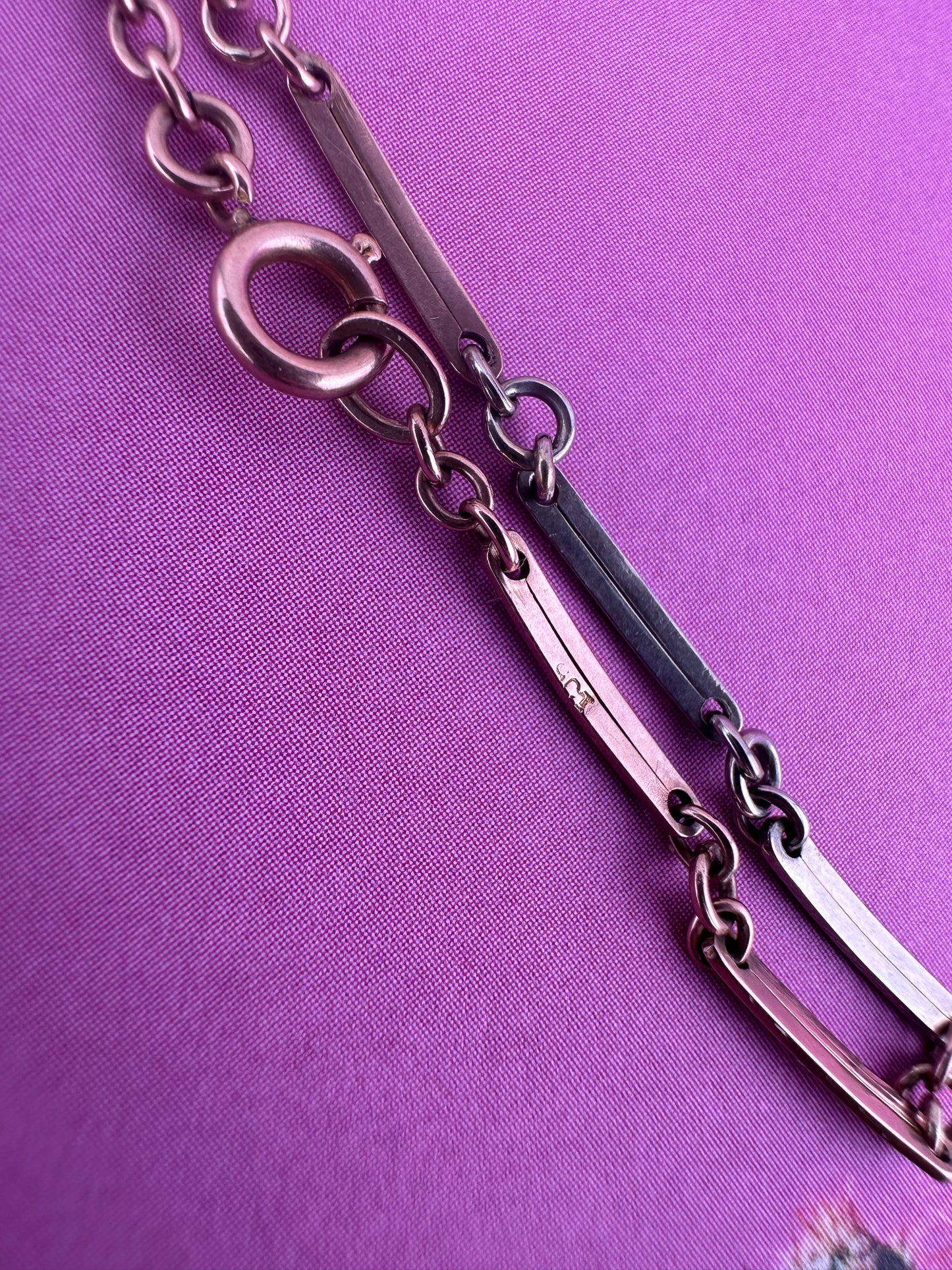Antique 9ct Rose & White Gold bar bracelet