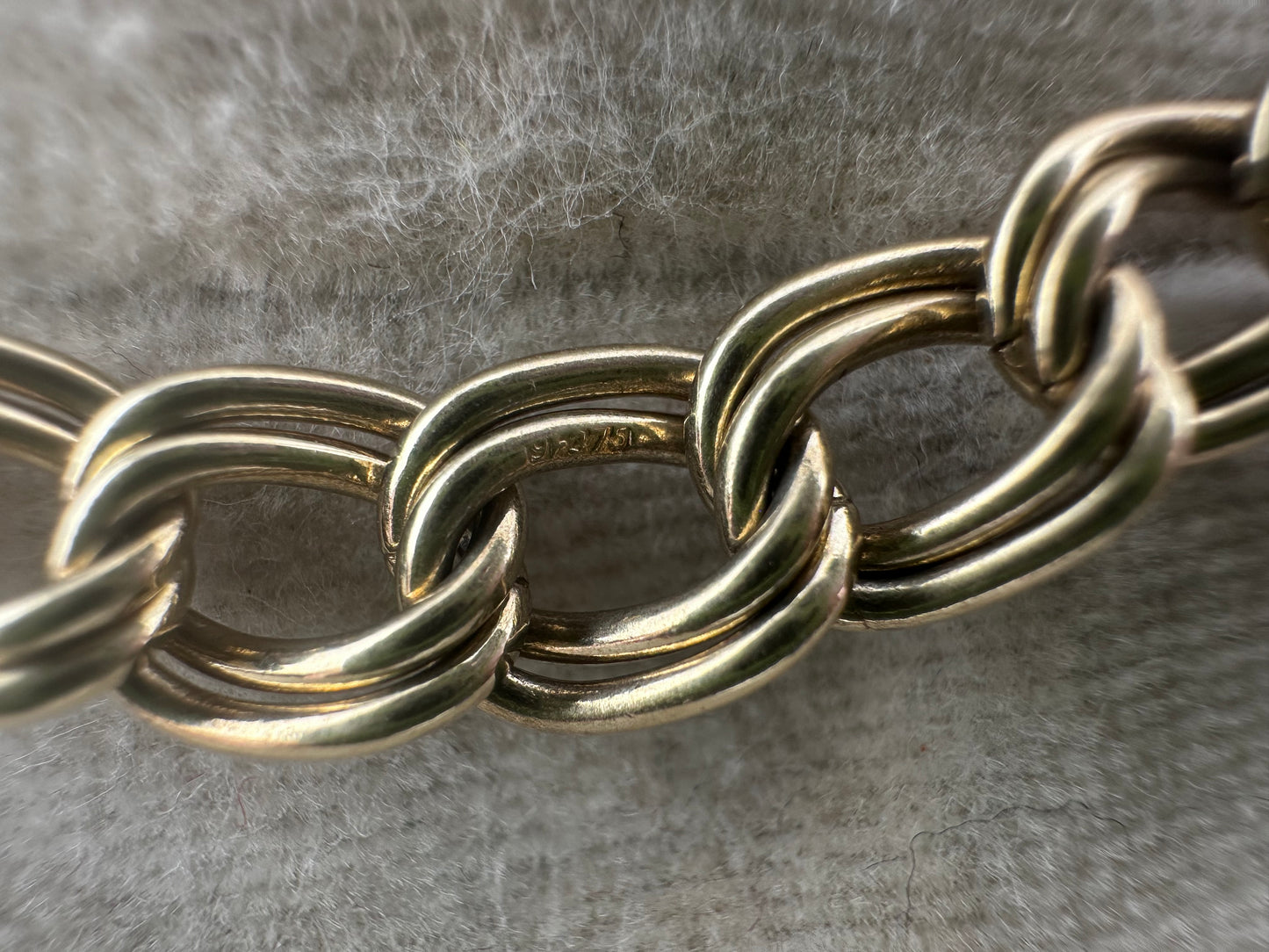 Vintage 9ct Double Curb bracelet with large spring ring