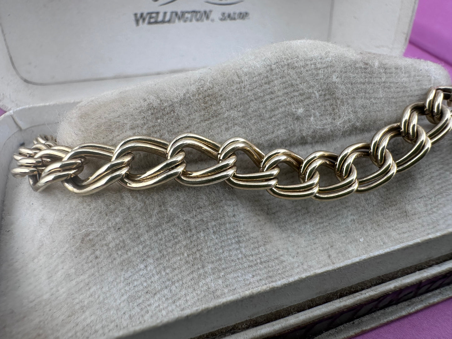 Vintage 9ct Double Curb bracelet with large spring ring