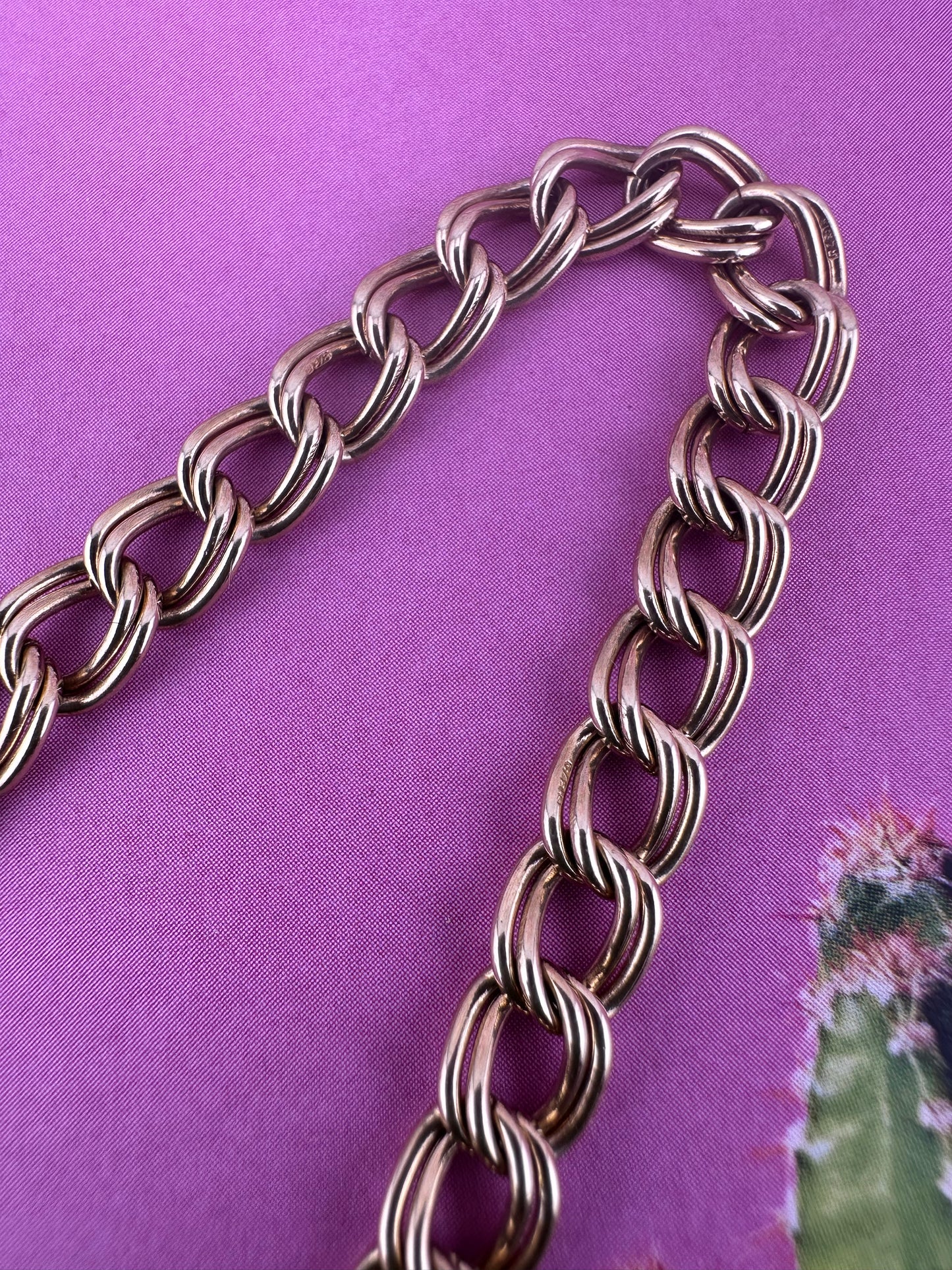 Vintage 9ct Double Curb bracelet with large spring ring