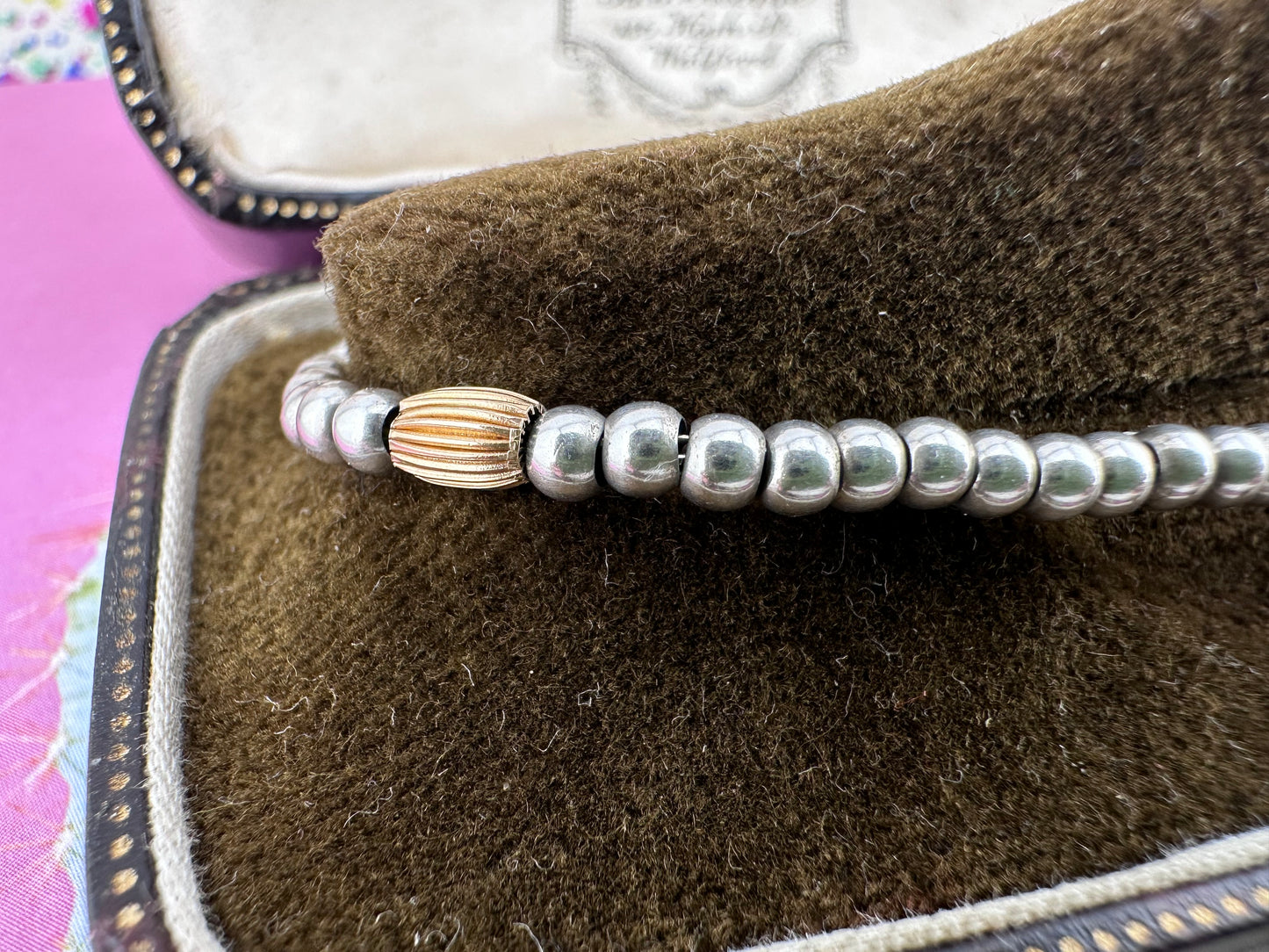 Sterling silver and 9ct Gold Beaded Ball Bracelet.