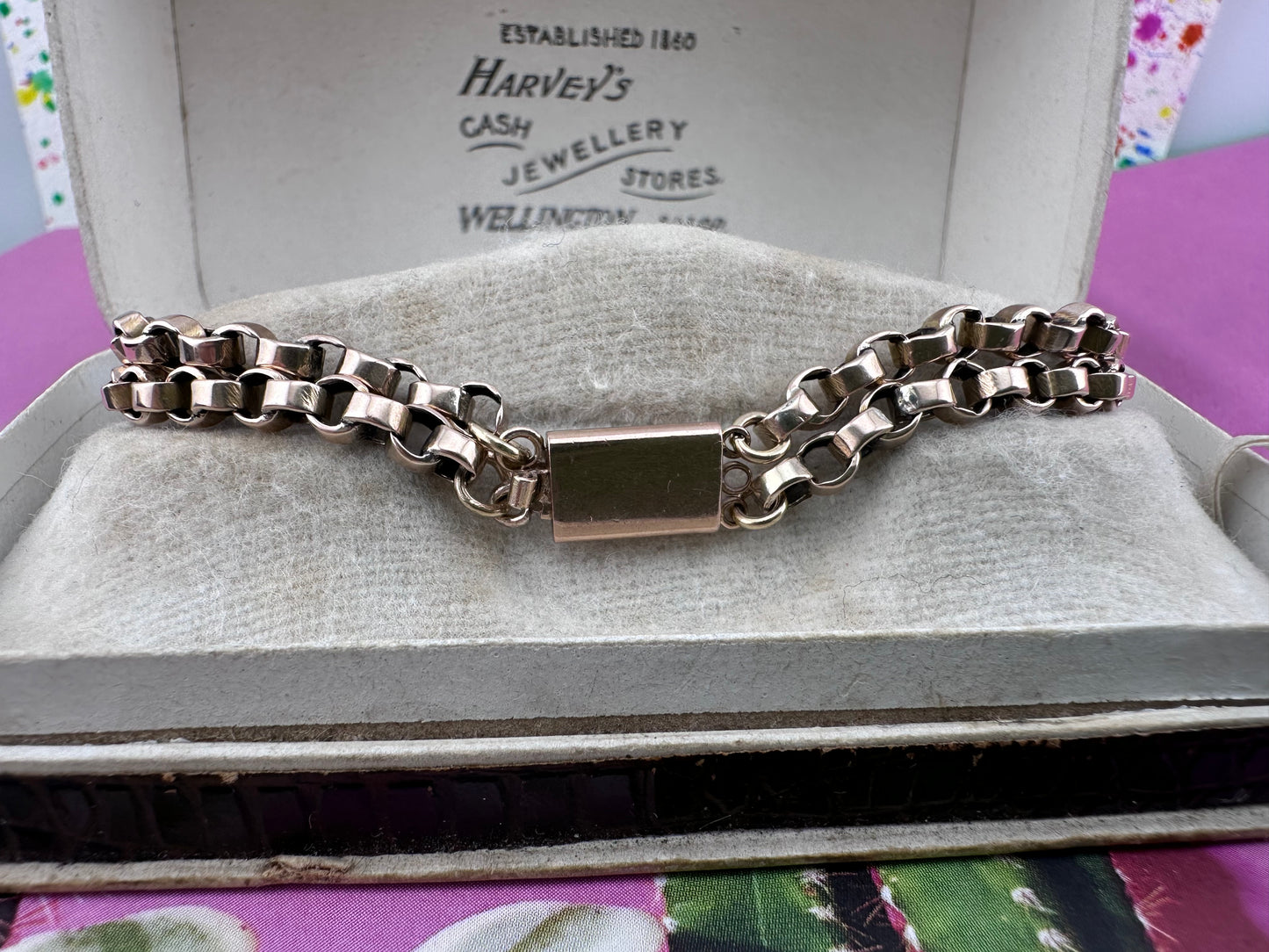 9ct Rose Gold two strand belcher bracelet