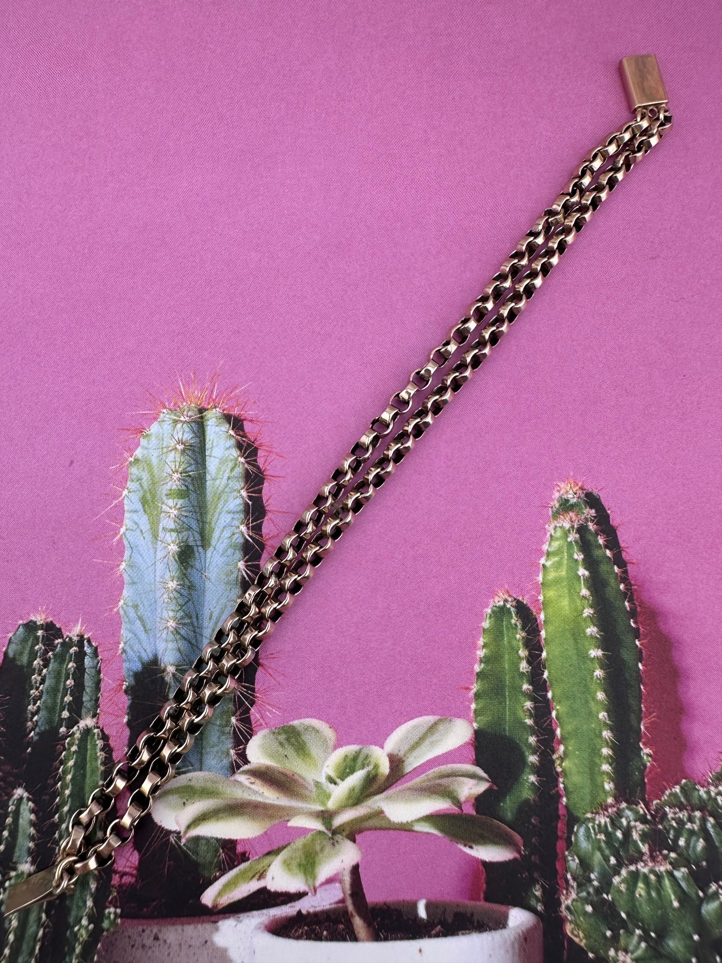9ct Rose Gold two strand belcher bracelet