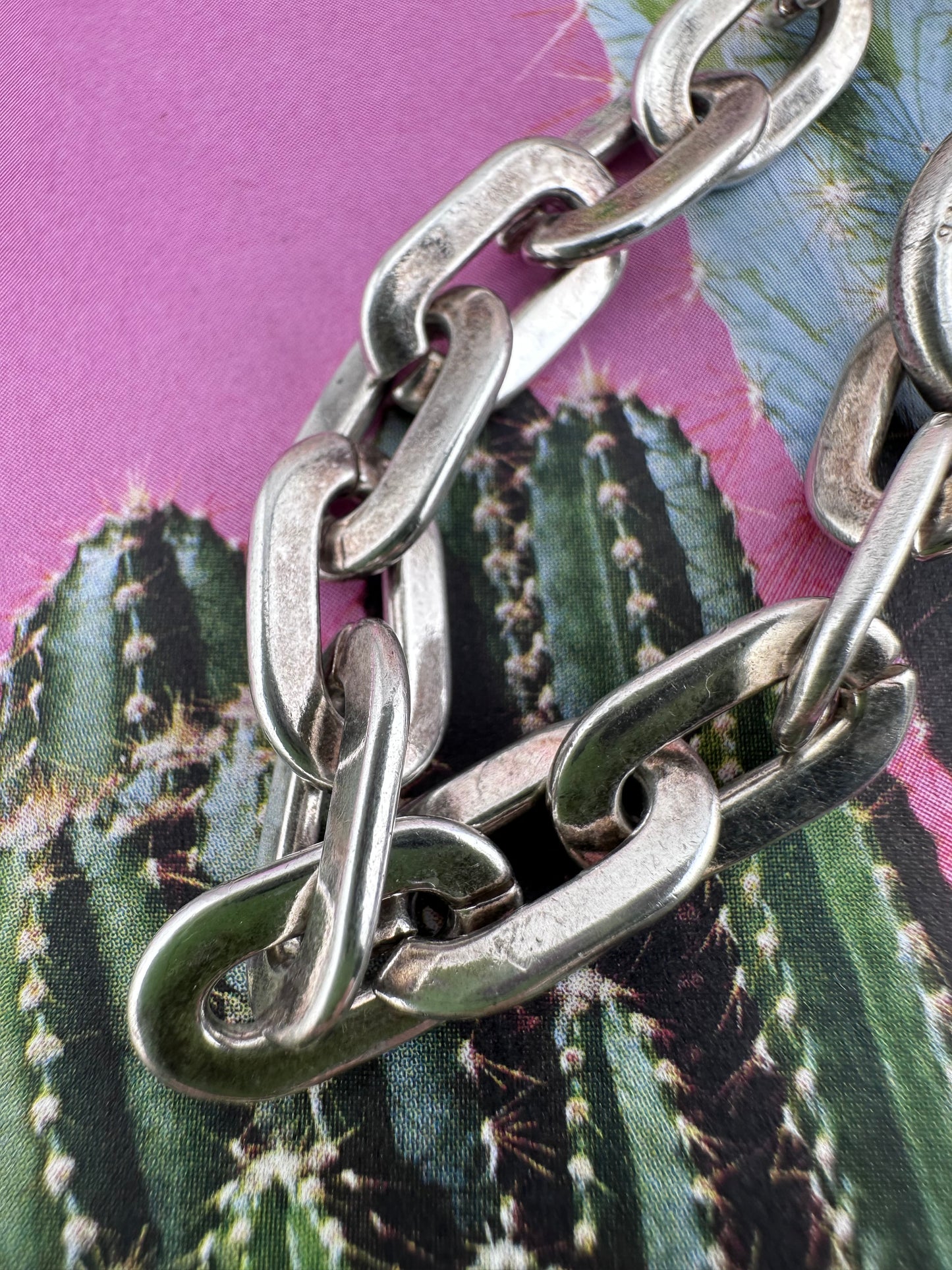 Vintage Sterling Silver paperclip bracelet with heart toggle