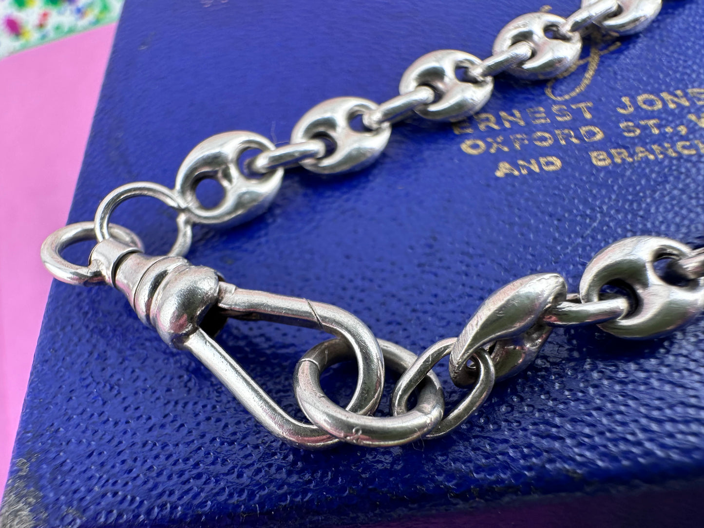 Sterling Silver Puffy mariner bracelet with dog clip