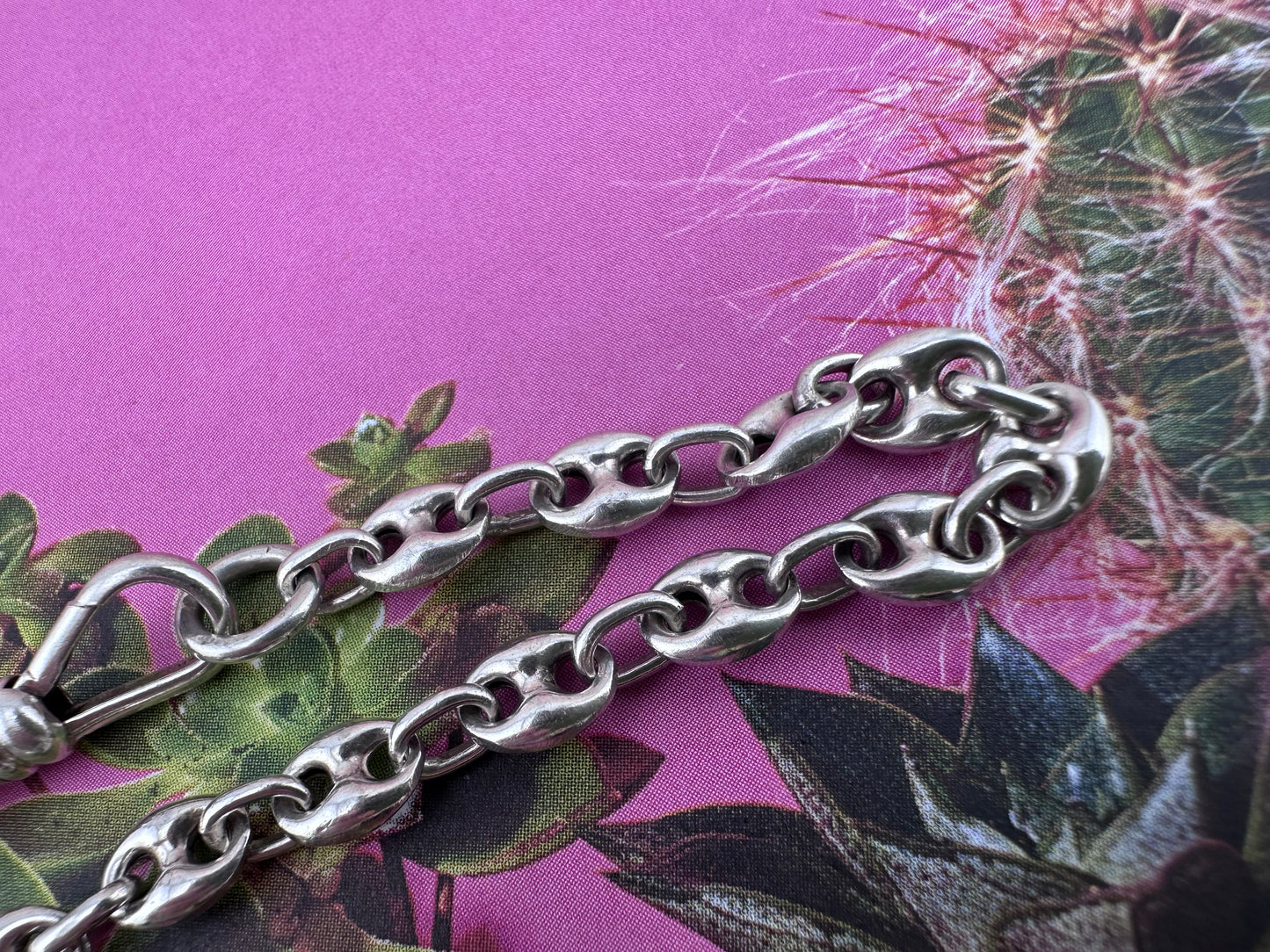 Sterling Silver Puffy mariner bracelet with dog clip