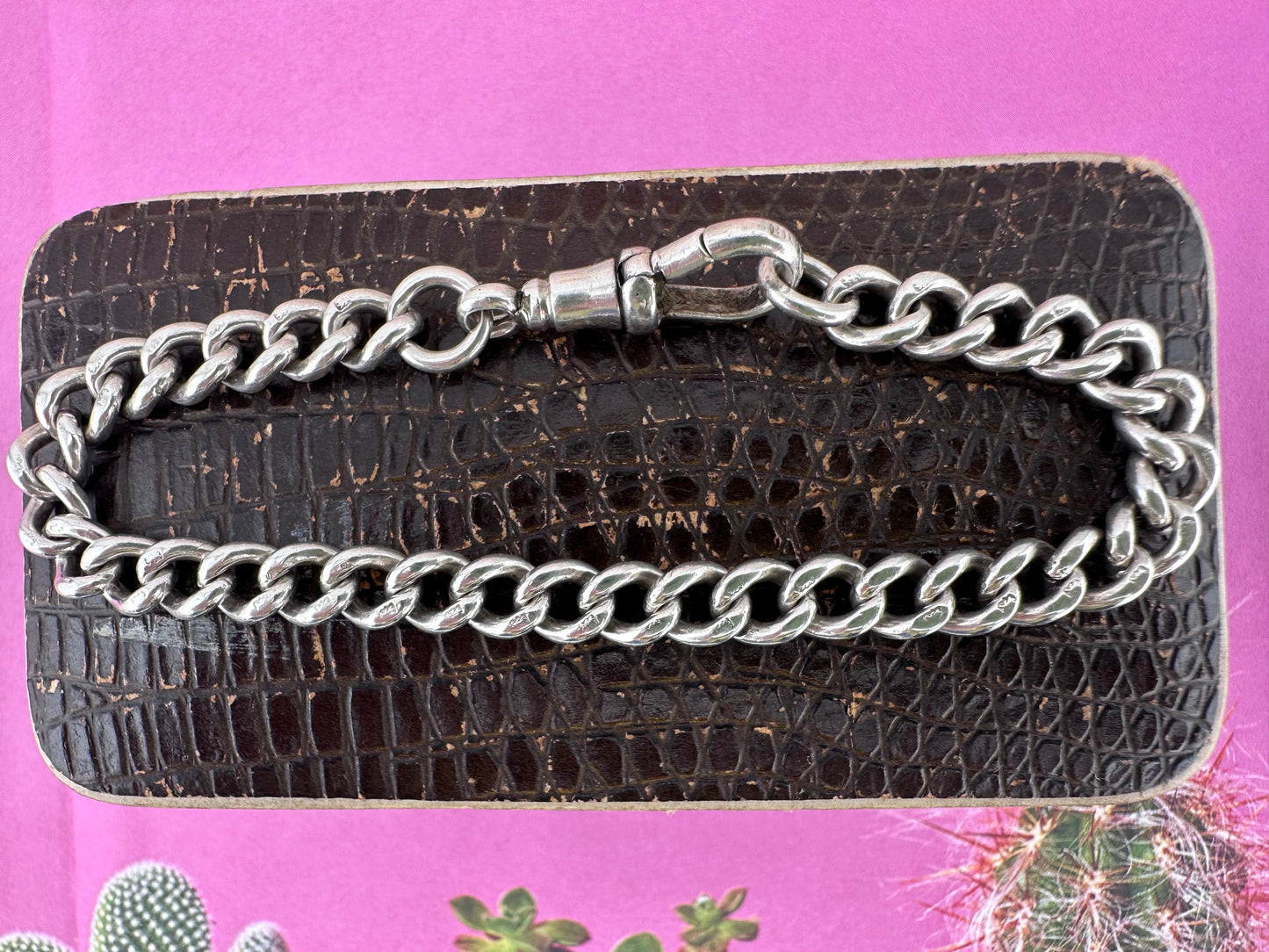 Vintage Sterling Silver Curb Bracelet with dog clip