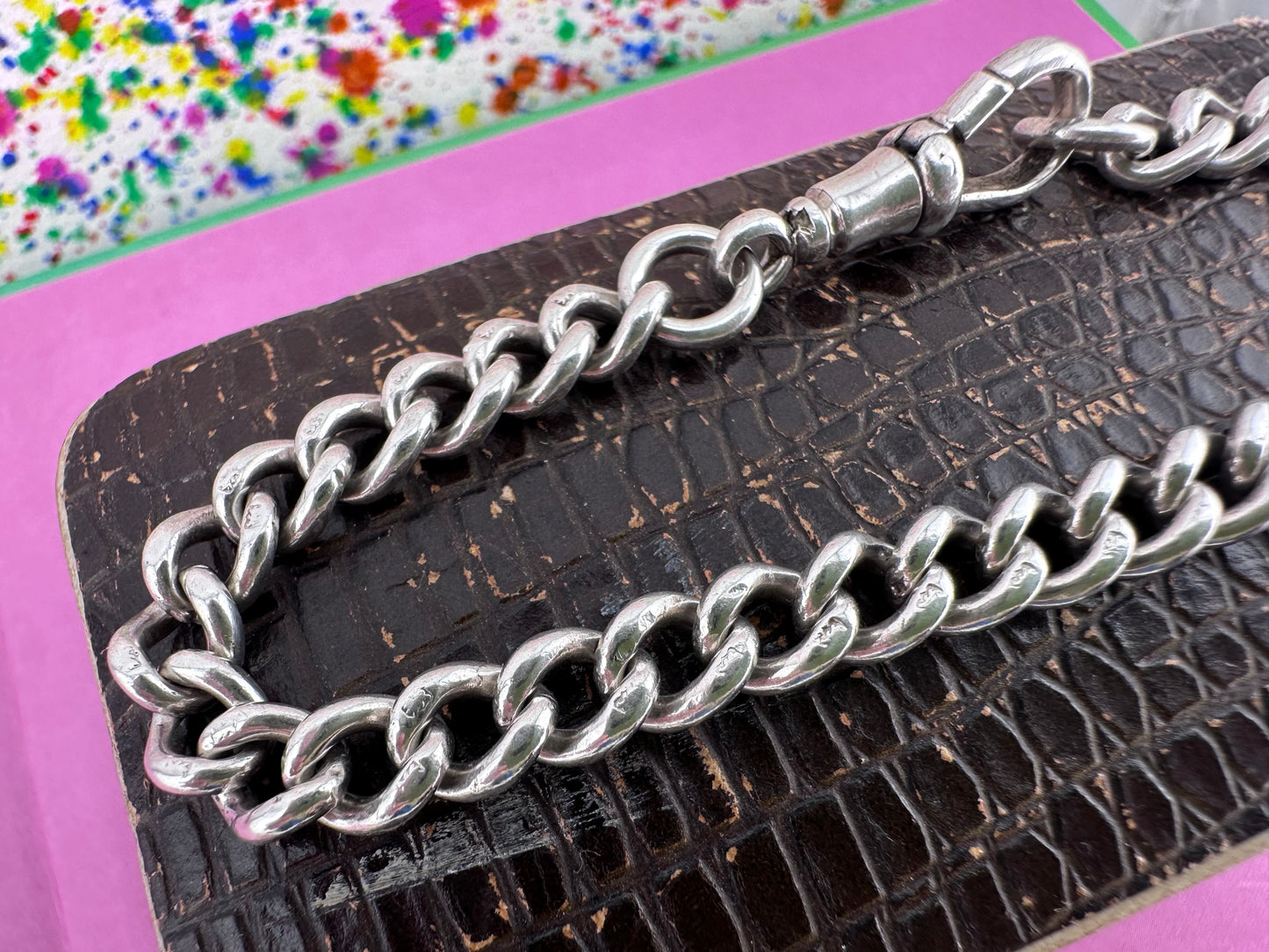 Vintage Sterling Silver Curb Bracelet with dog clip