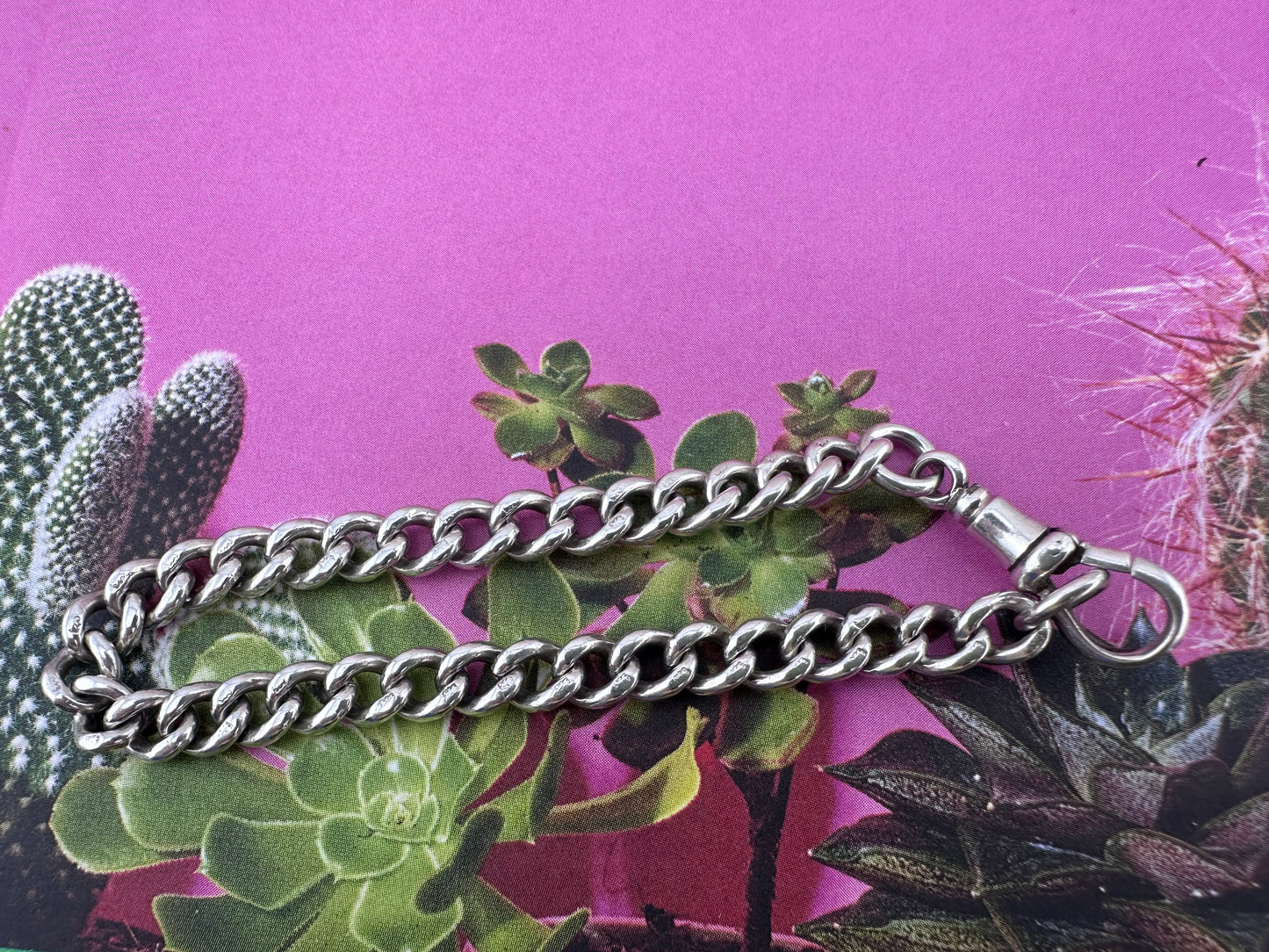 Vintage Sterling Silver Curb Bracelet with dog clip