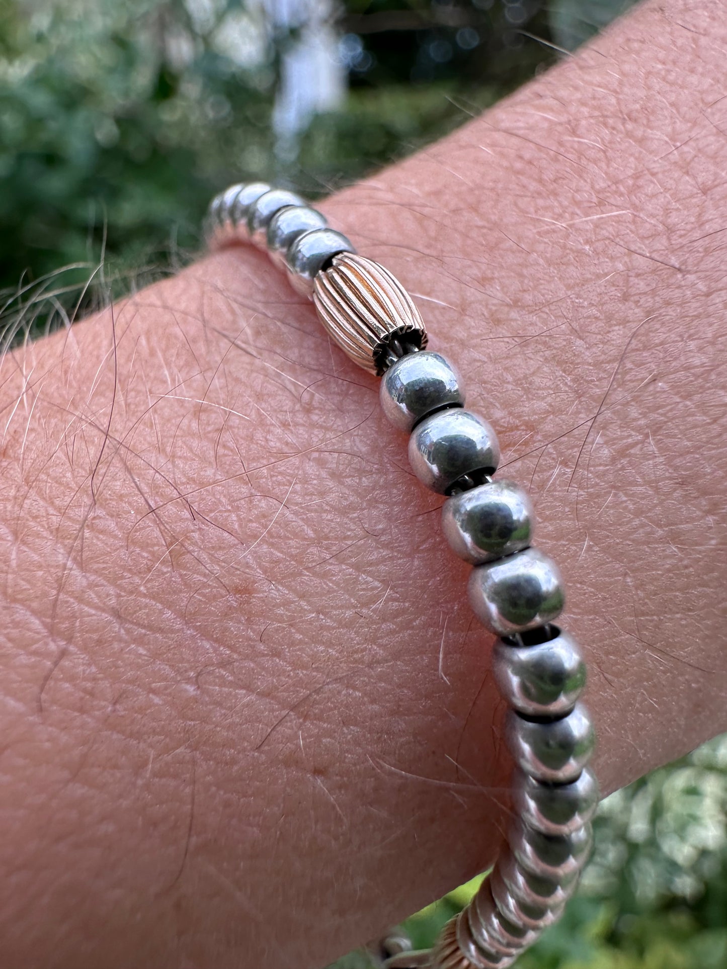 Sterling silver and 9ct Gold Beaded Ball Bracelet.