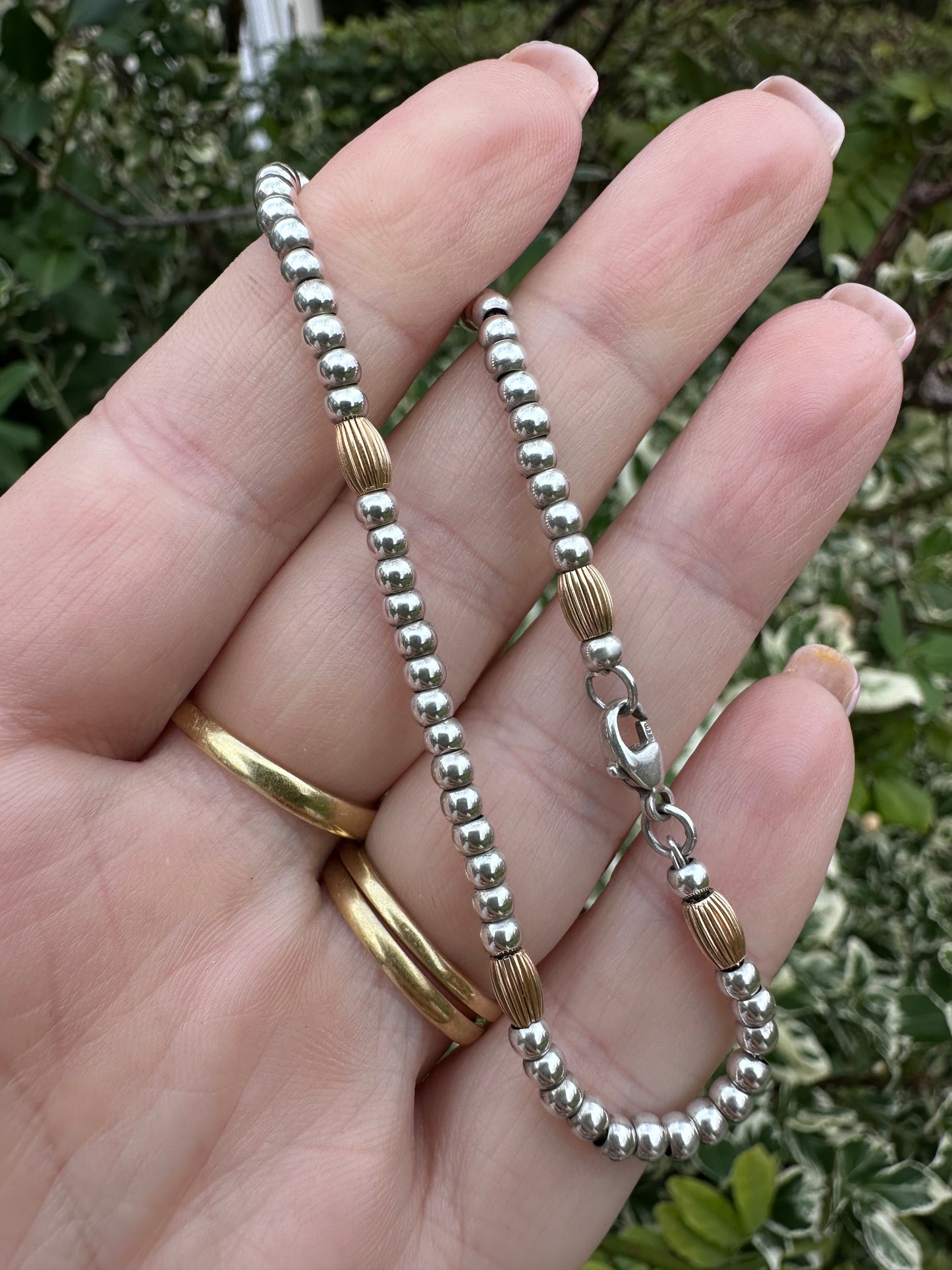 Sterling silver and 9ct Gold Beaded Ball Bracelet.