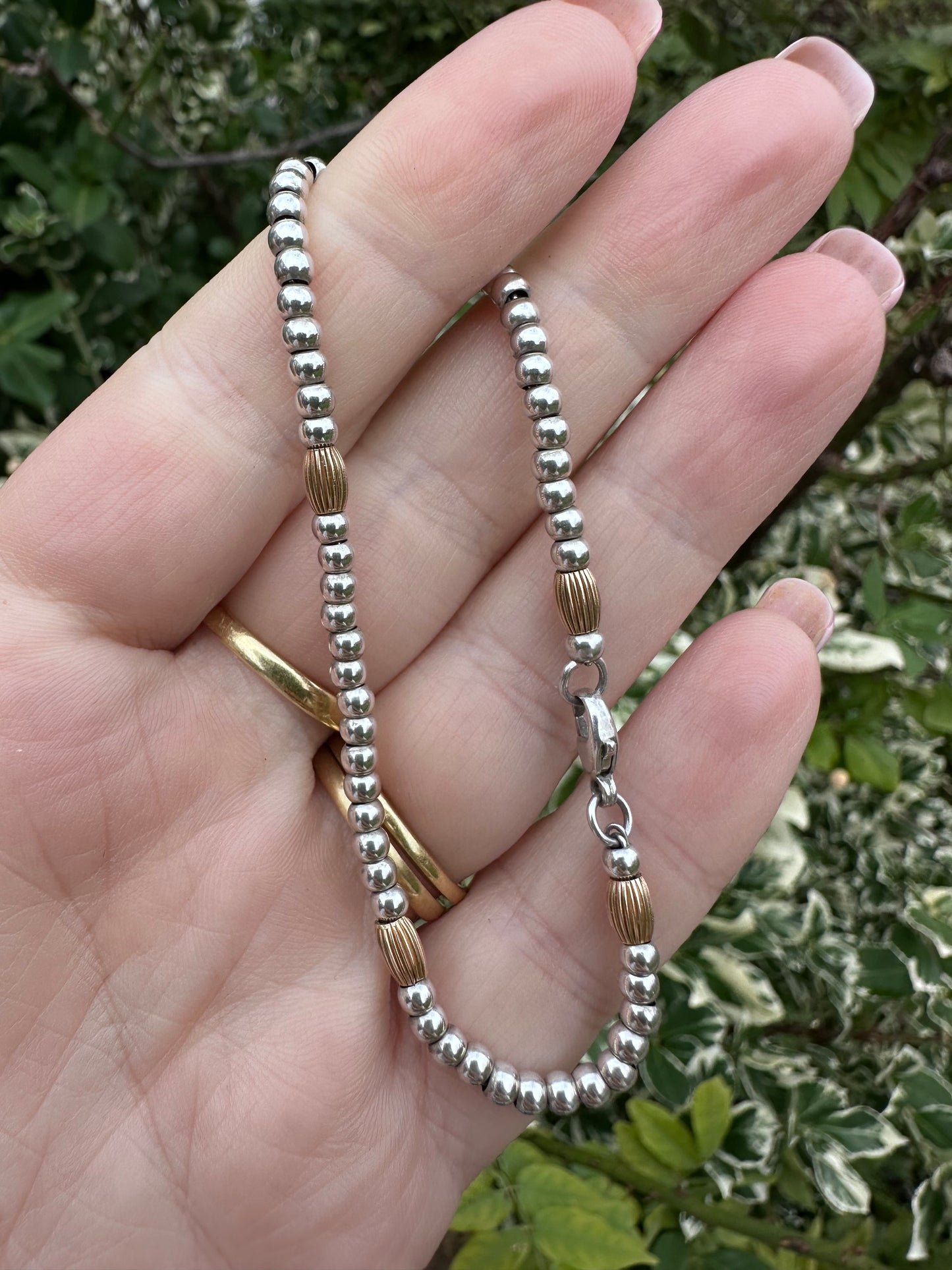 Sterling silver and 9ct Gold Beaded Ball Bracelet.