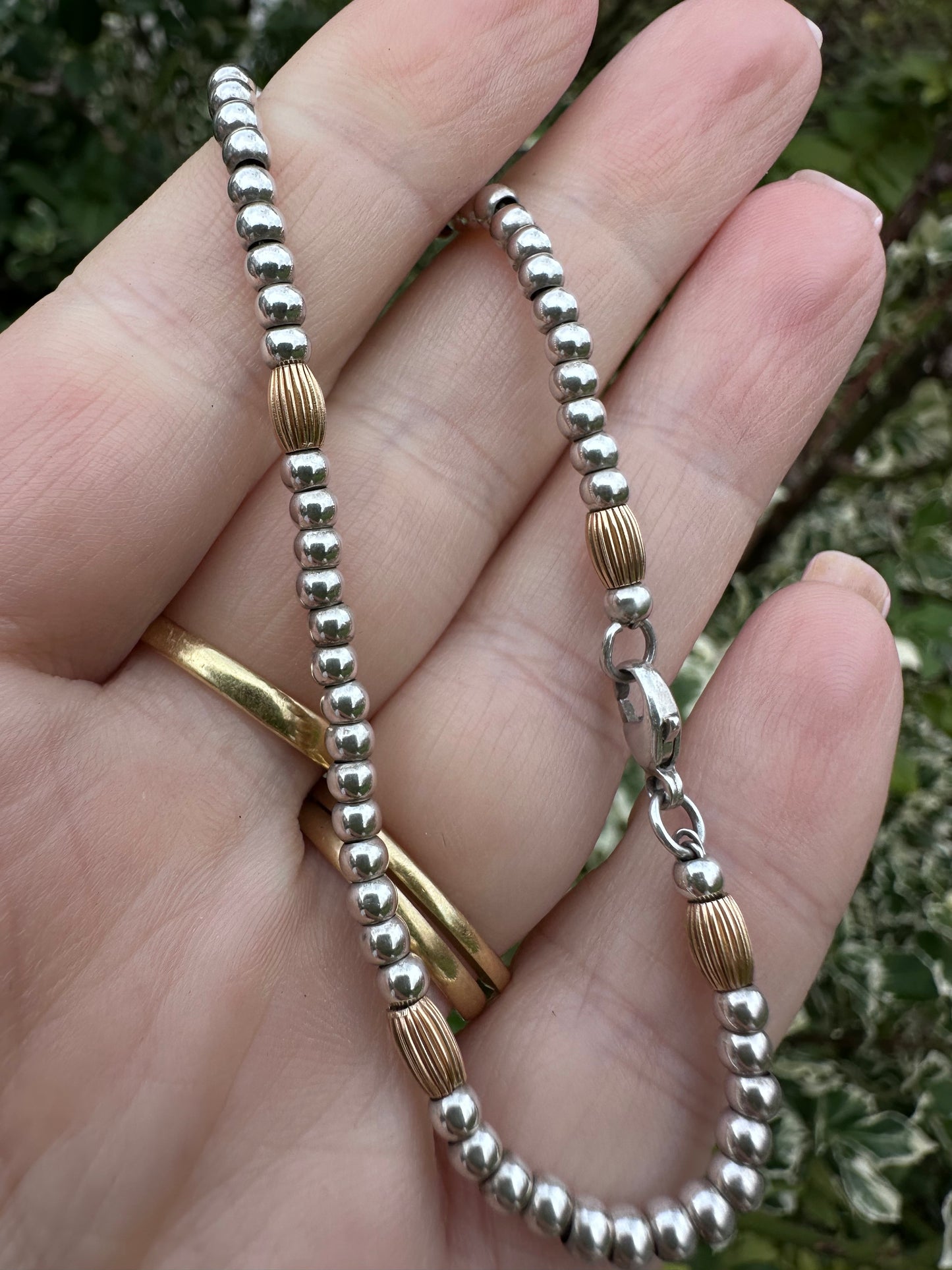 Sterling silver and 9ct Gold Beaded Ball Bracelet.