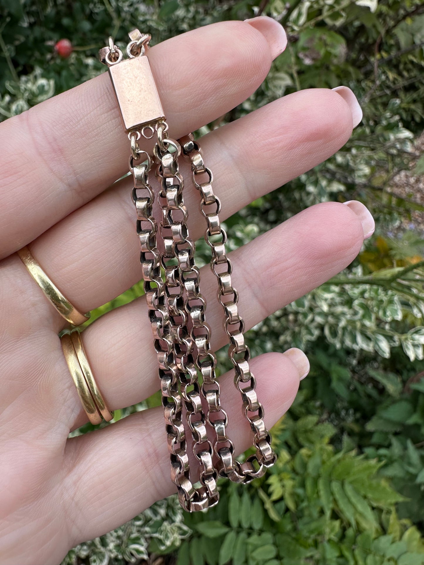9ct Rose Gold two strand belcher bracelet