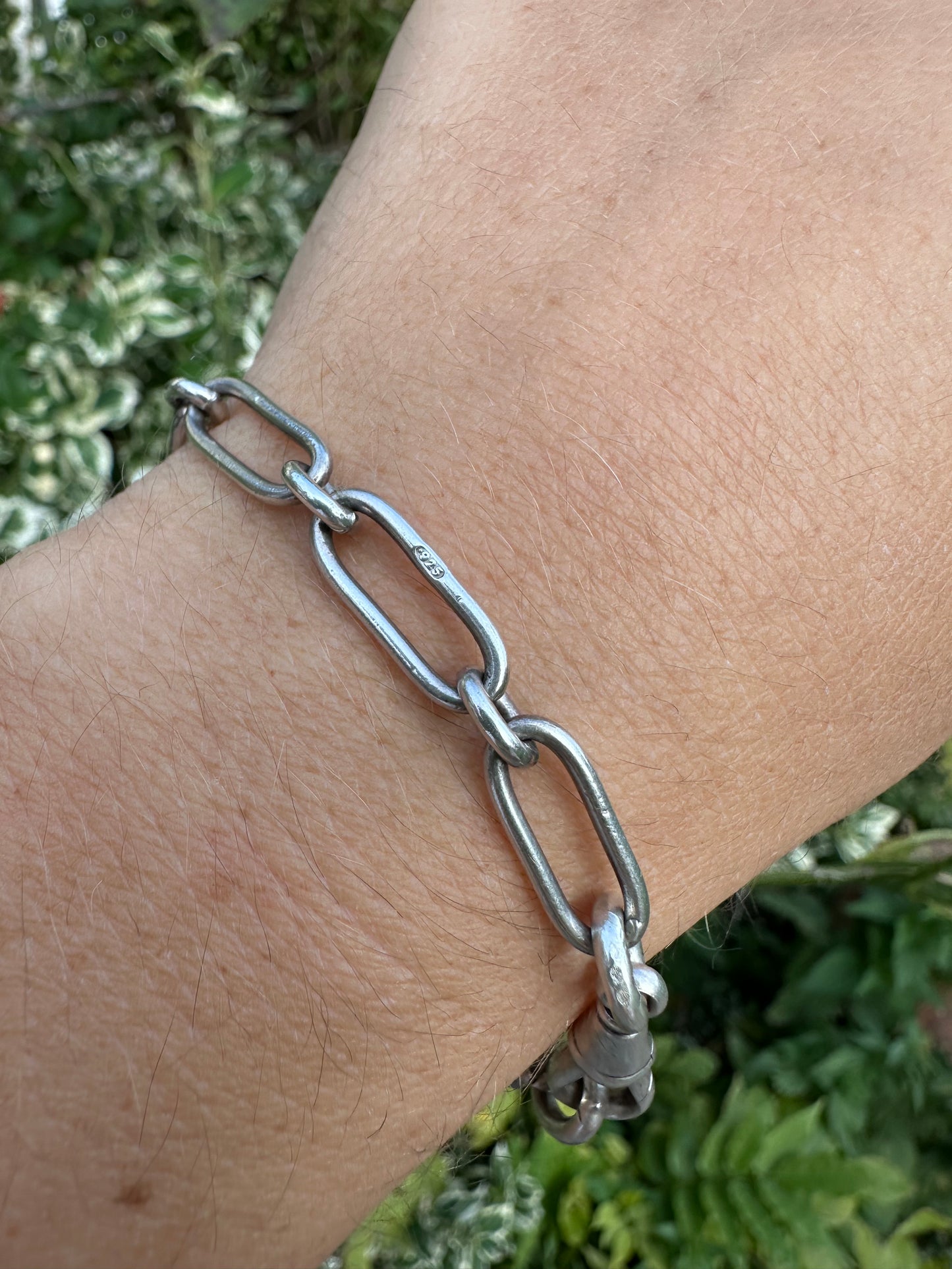 Antique Sterling silver trombone bracelet
